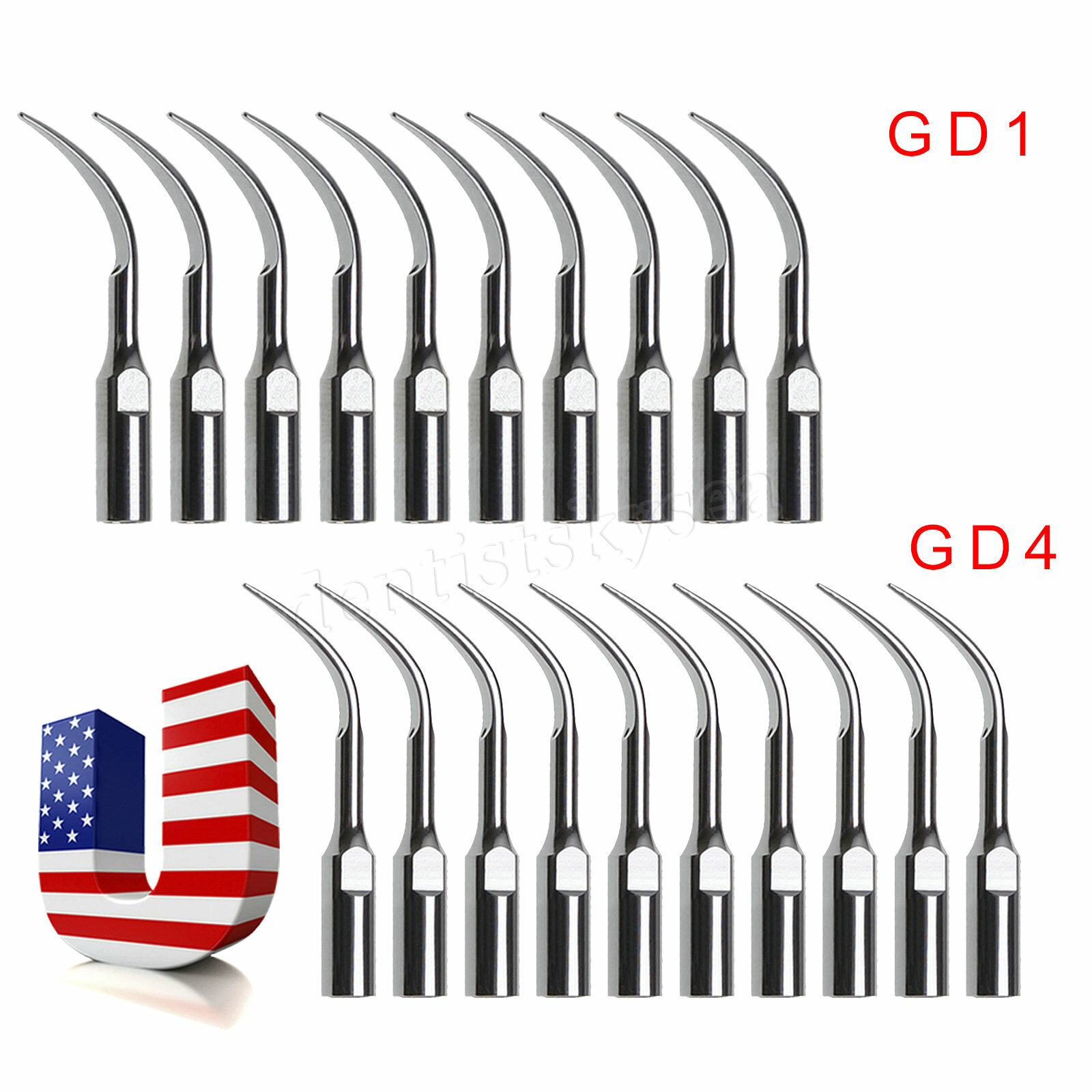 10X Dental Ultrasonic Piezo Scaler Tips Fit DTE SATELEC Handpiece GD1GD4 OR1