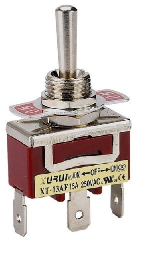 HEAVY DUTY SPDT (ON)-OFF-(ON) MOMENTARY TOGGLE SWITCH – SPADE TERMINALS (13AF)