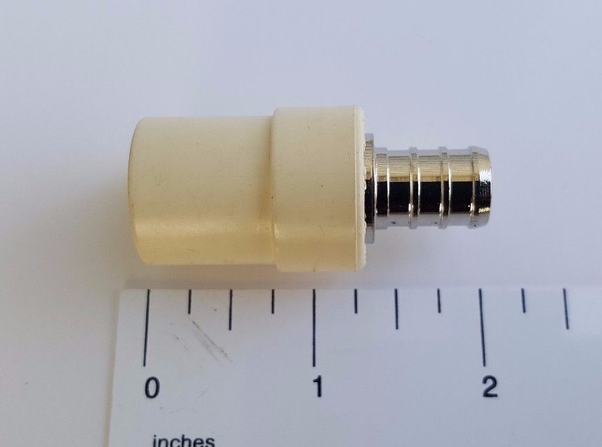 1 PIECE 1/2″ PEX X 1/2″ CPVC TRANSITION COUPLING (LEAD FREE BRASS