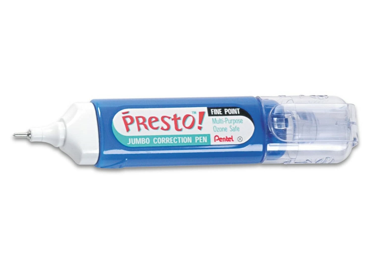 ZL31-W Pentel Presto! Jumbo Correction Pen, White Ink, Needle Point, Pack of 12