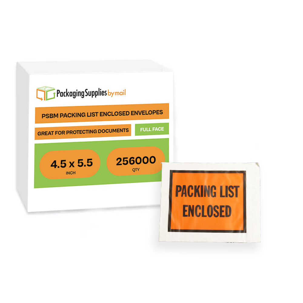 4.5″ x 5.5″ Full Face Packing List Enclosed Envelopes Self Adhesive, 256000 Pcs