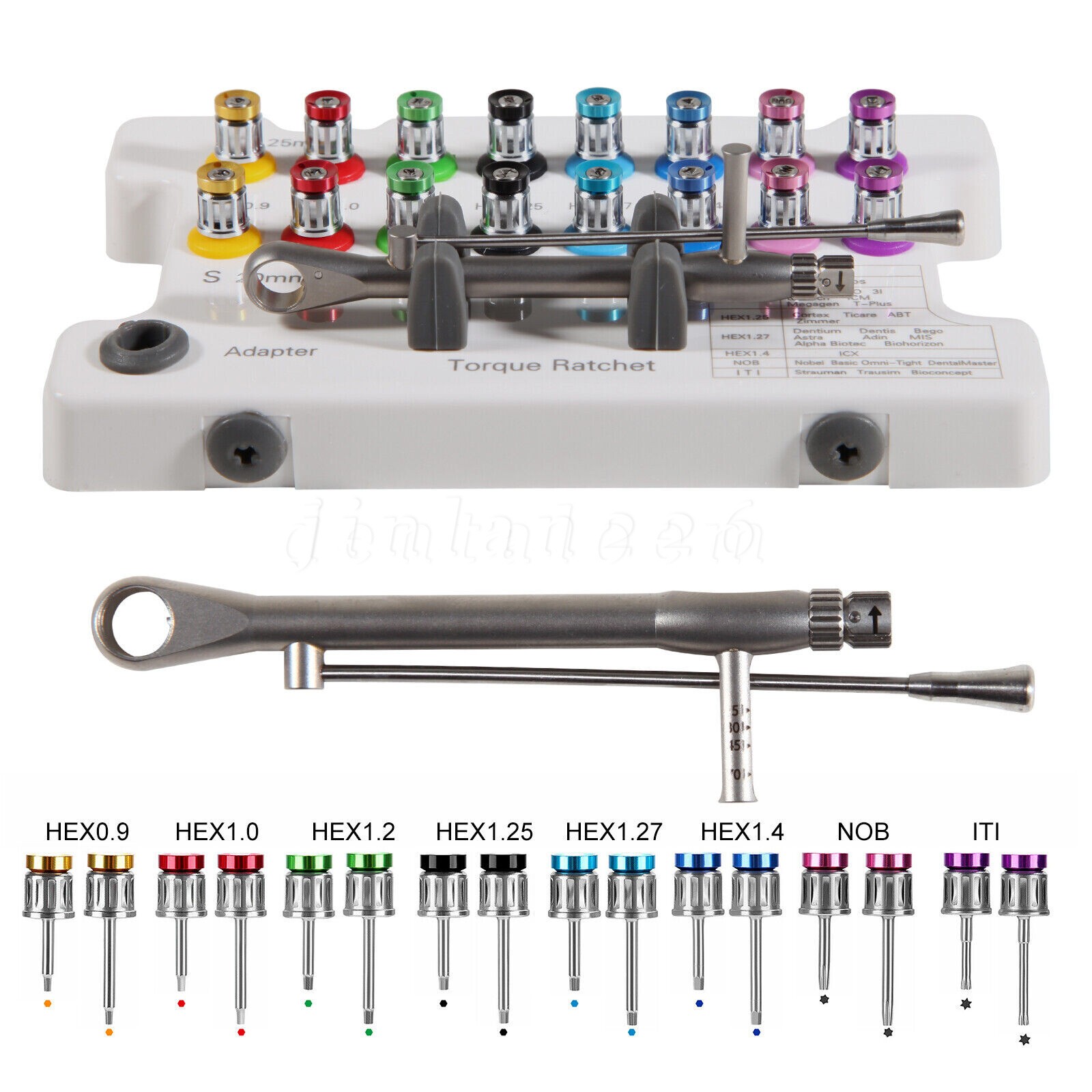Universal Dental Implant Prosthetic Ratchet Tool Sterilization Kit + Box Case