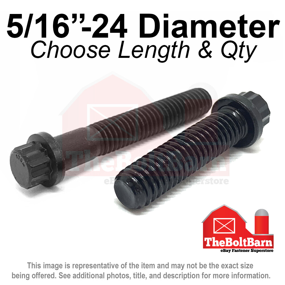 5/16″-24 FINE 12-Point Flange Screws Alloy Steel Black (Pick Length & Qty)