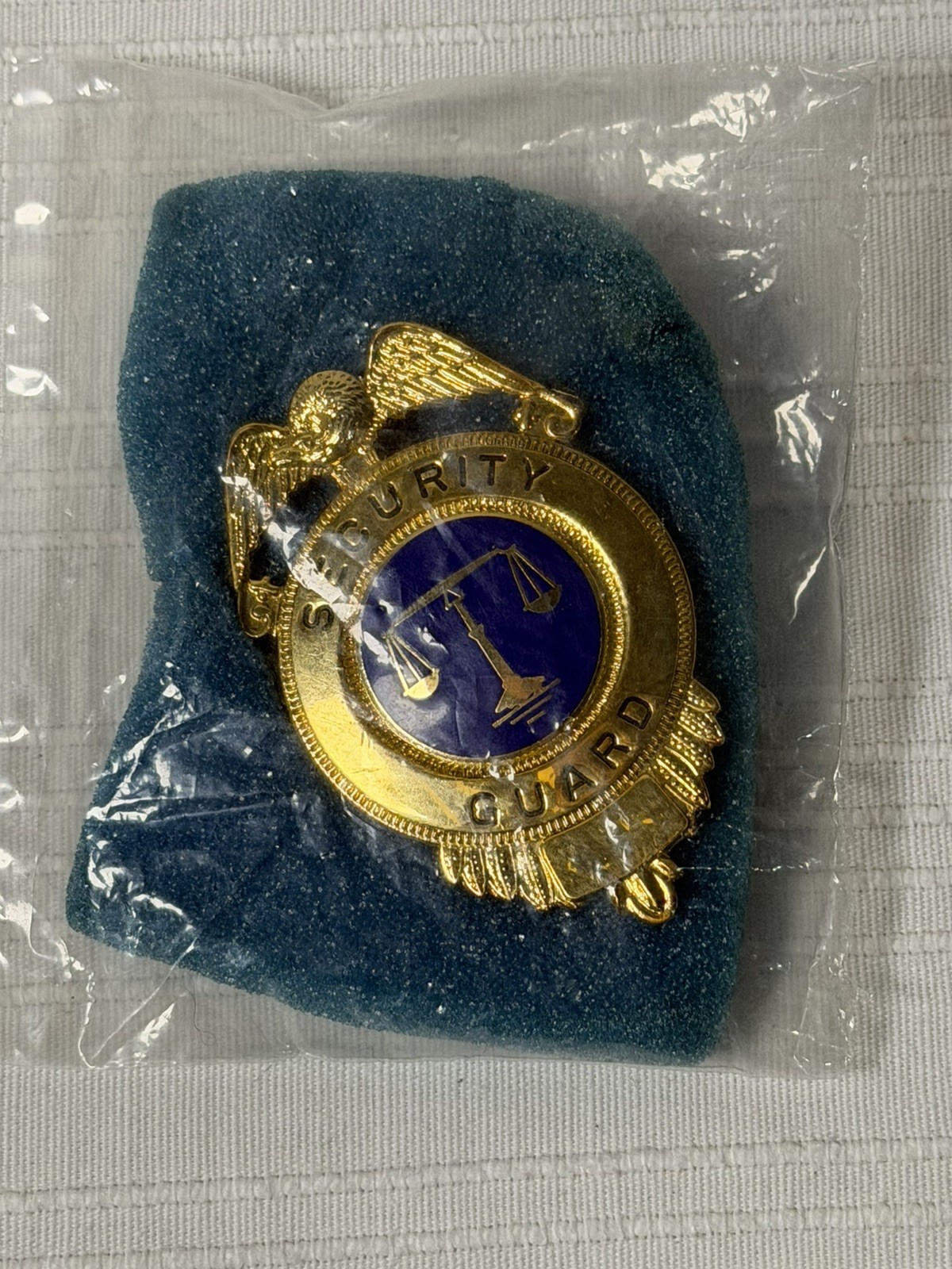 Gemsco Metal Security Guard Badge Eagle Blue Gold Scales Justice NEW