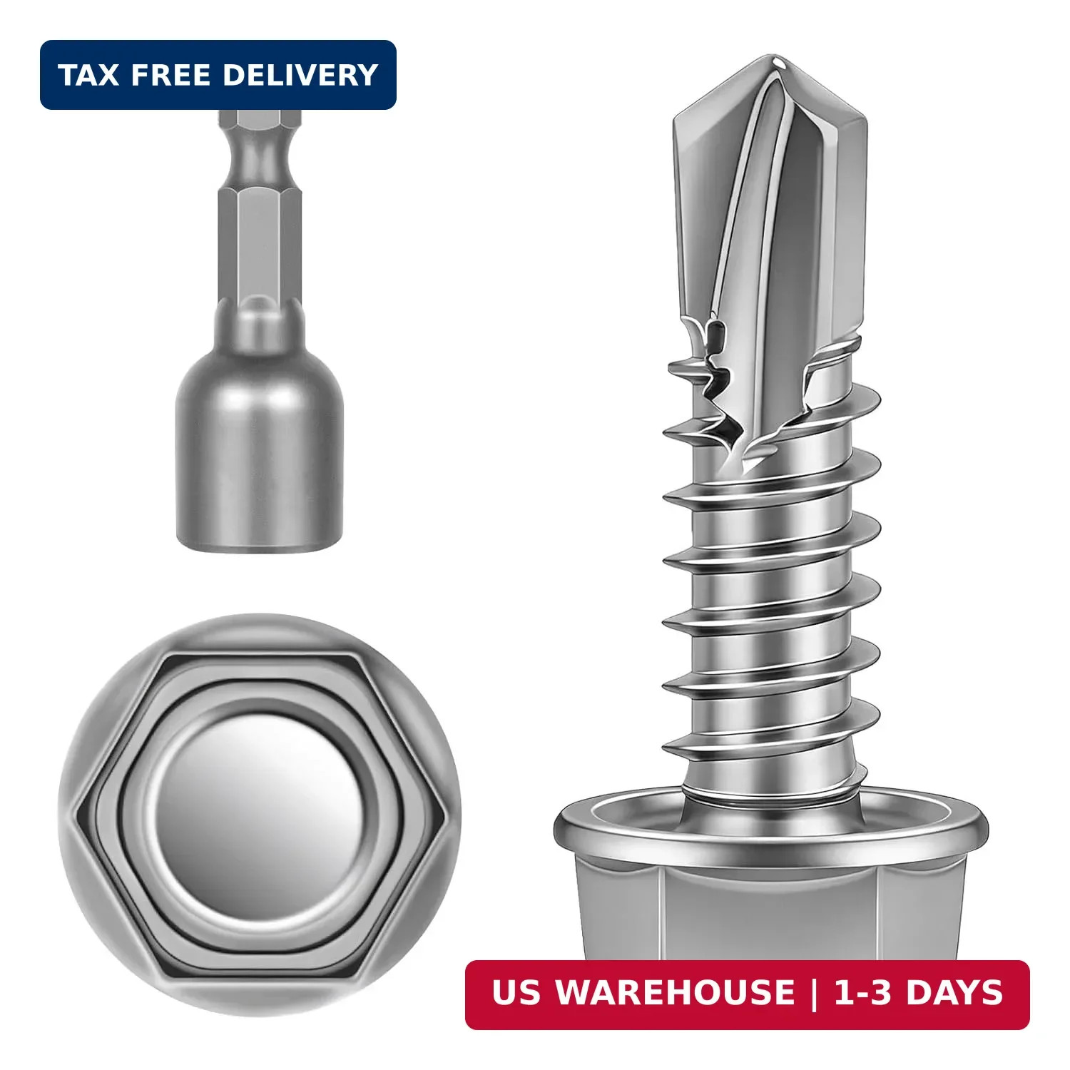 #10 x 3/4″ Hex Washer Head Self Tapping Screws, TEK Screws, Self Drilling, Stain