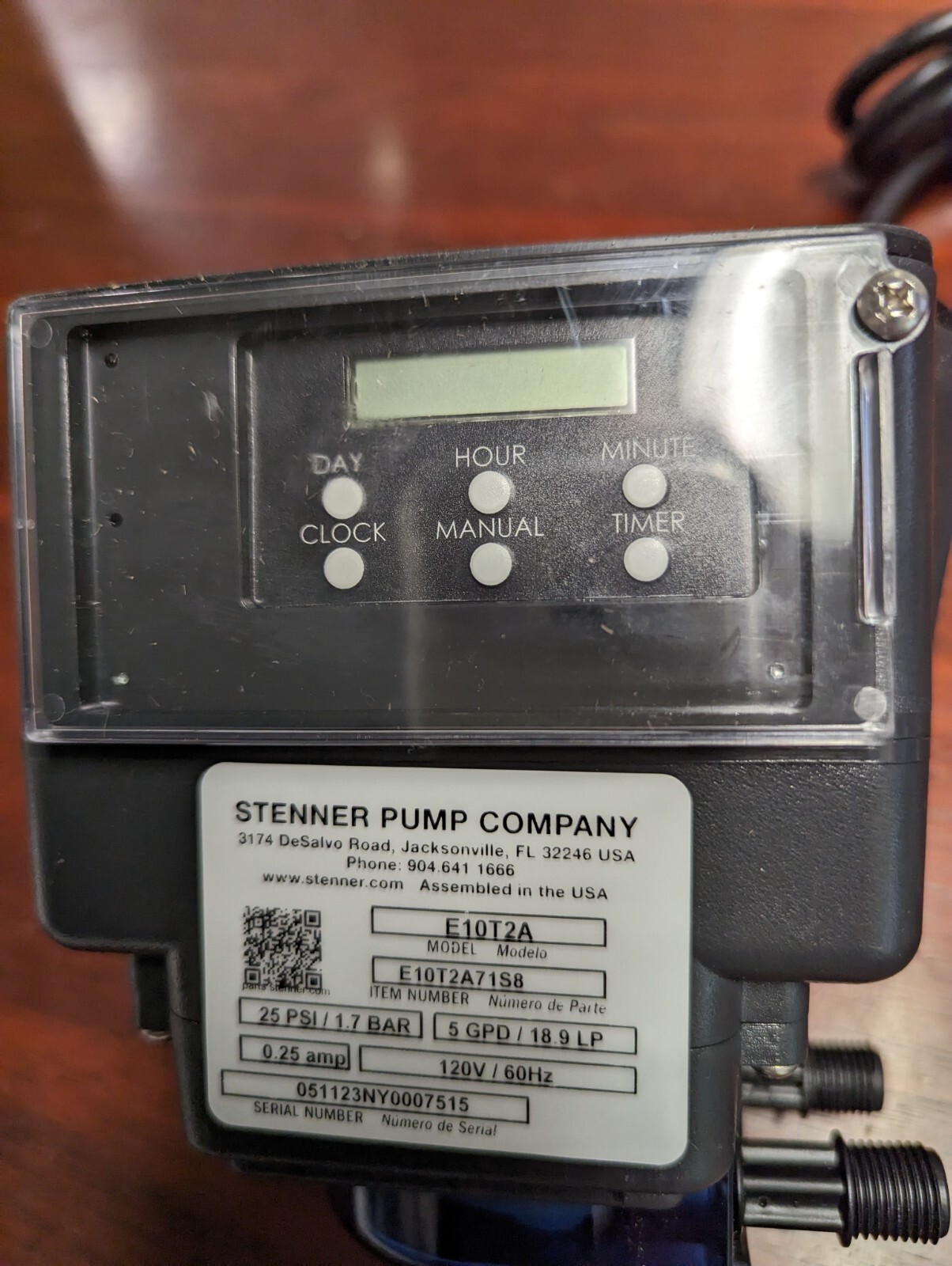 Stenner Econ T Low Dose Peristaltic Metering Timer Pump E10T2A 5GPM