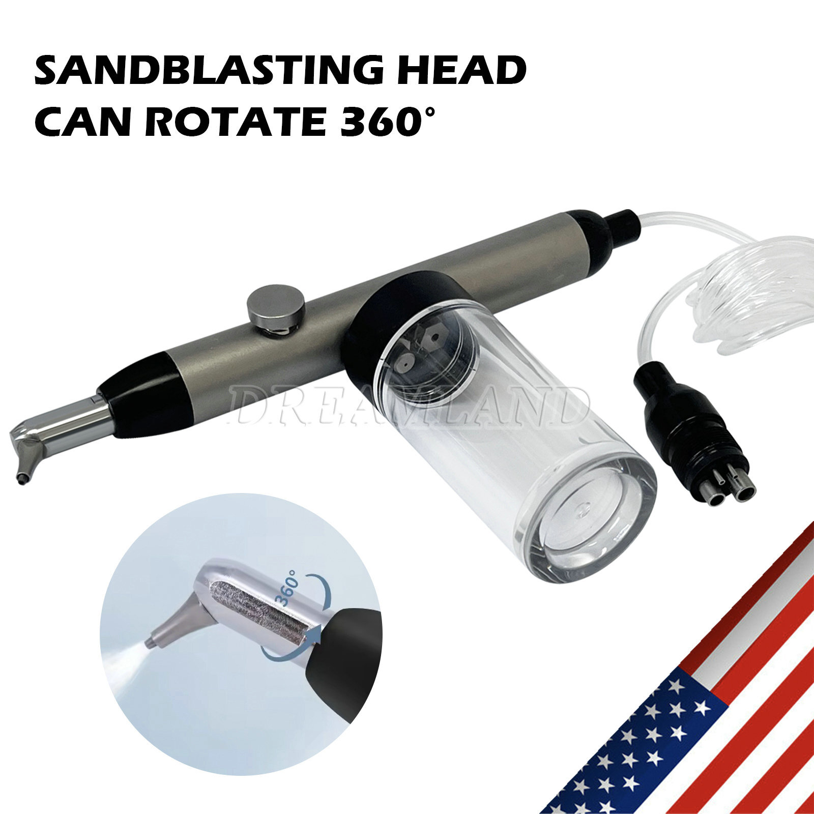 Dental Aluminum Oxide Micro blaster Air Abrasion Microetcher Sandblaster 4 Holes