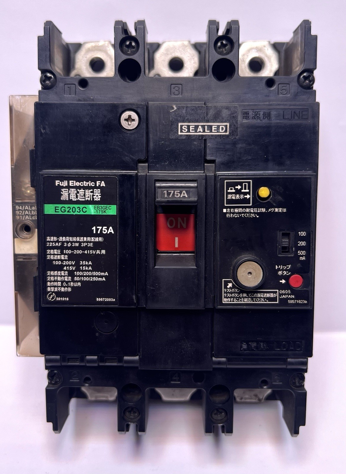 FUJI Electric EG203C, EB3GEC-175K (175A) 3-Pole Circuit Breaker : Used &Working