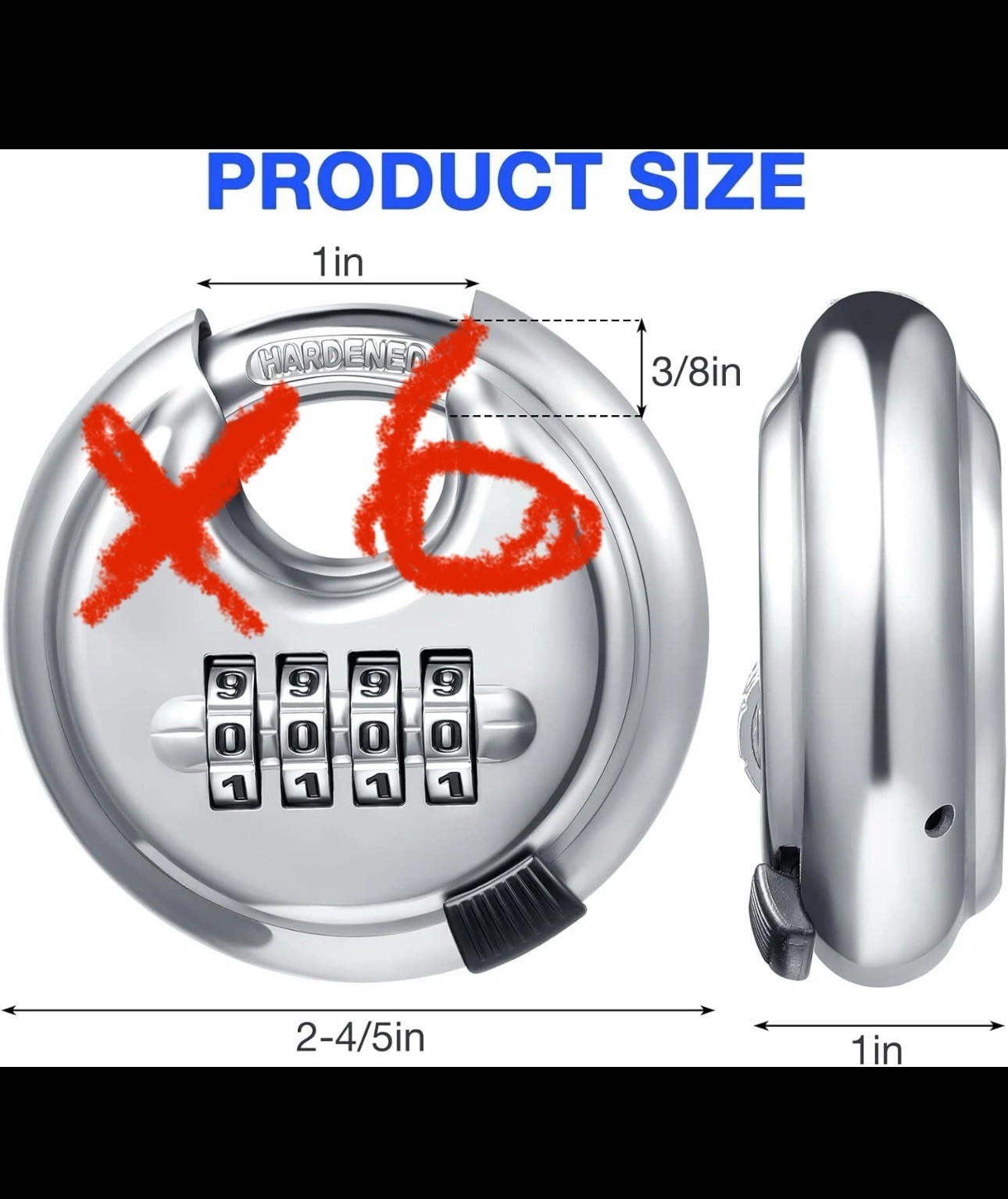 6 Pack 4 Digit Combination Locks Stainless Steel Disc Lock Combo Padlock