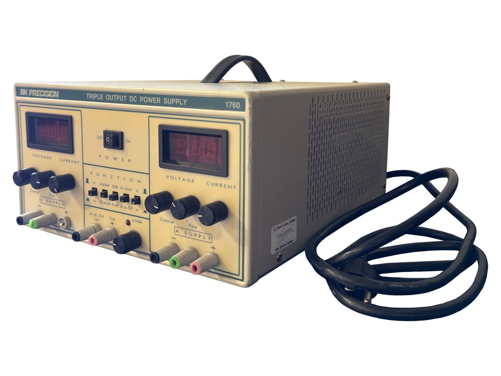 BK Precision 1760 Triple Output DC Power Supply 0-30V 0-2A 4-6.5V 5A Bench Top
