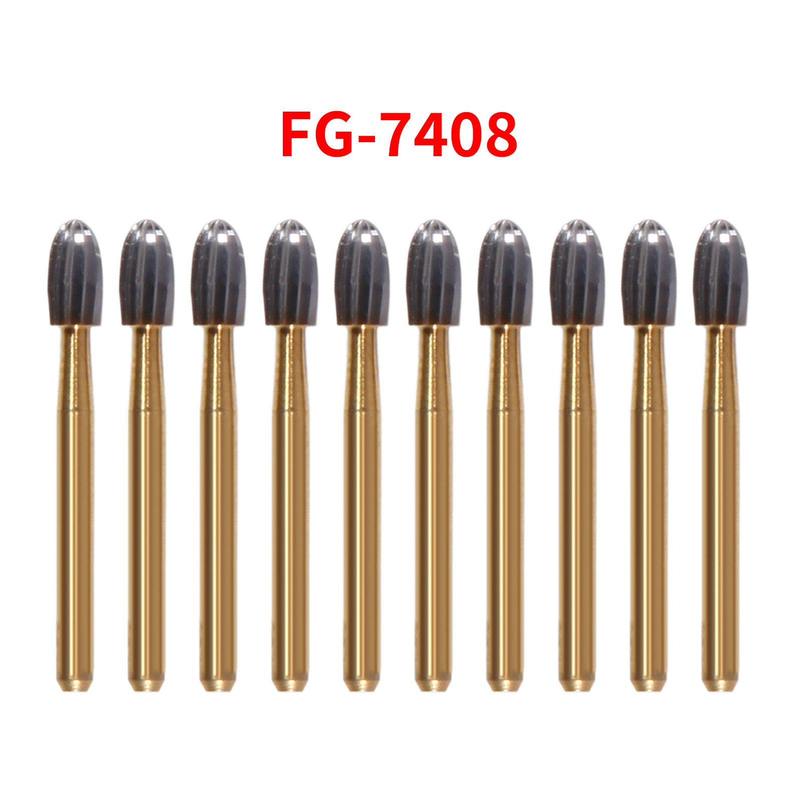 10-200pcs Dental Tungsten Carbide Burs Trimming & Finishing Egg Shape FG 7408 OR
