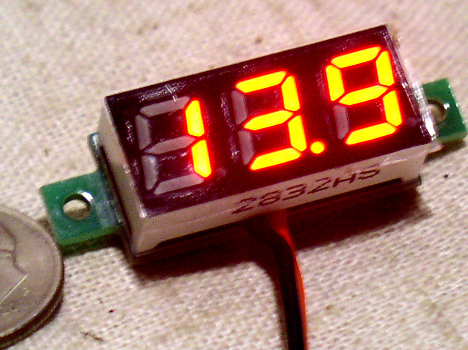 SMALL 3 DIGIT RED LED 2 WIRE AUTOMOTIVE DC CAR BATTERY VOLT METER MONITOR 3-30V