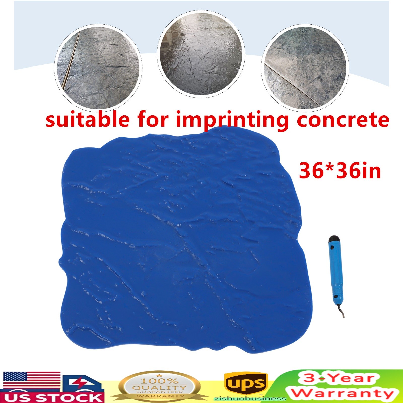 36″ X 36″ Slate Stone Texture Decorative Concrete Cement Stamps Mats Blue