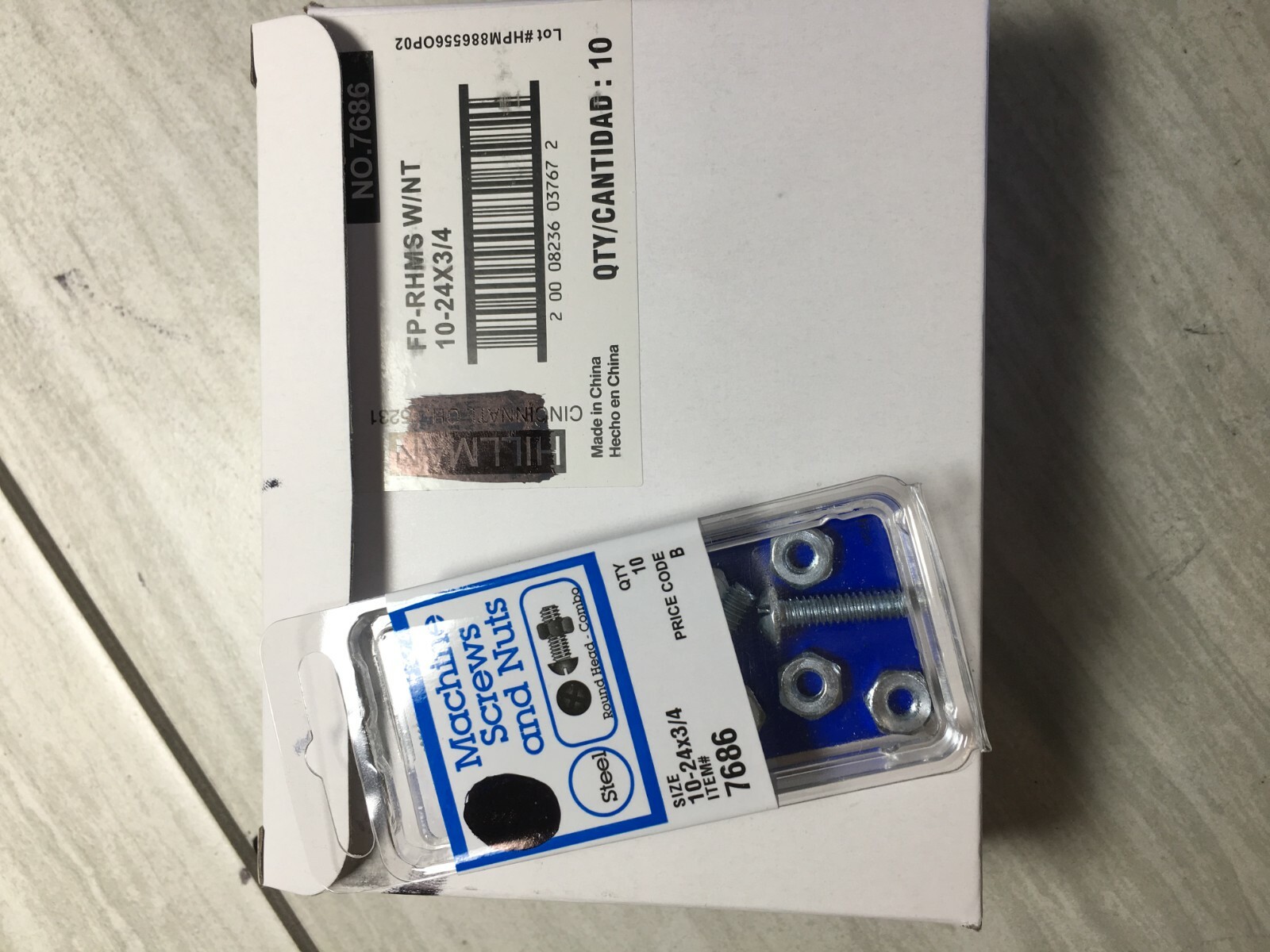 10PK Machine Screws and Nuts Steel Round Head 10-24x/4″ 100PCS TOTAL