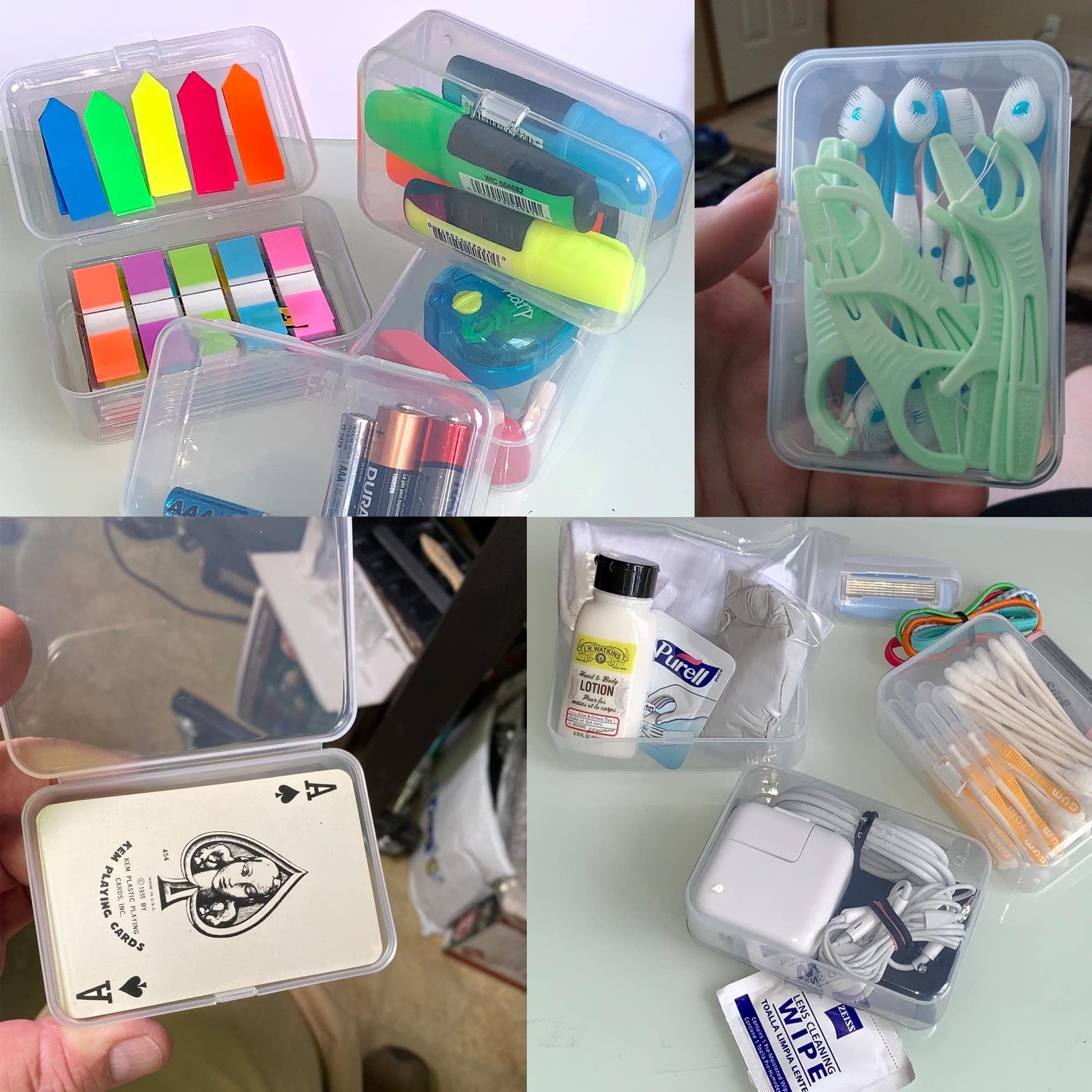 4pcs Clear White Rectangle Mini Storage Containers Box for Business Card,Acce…