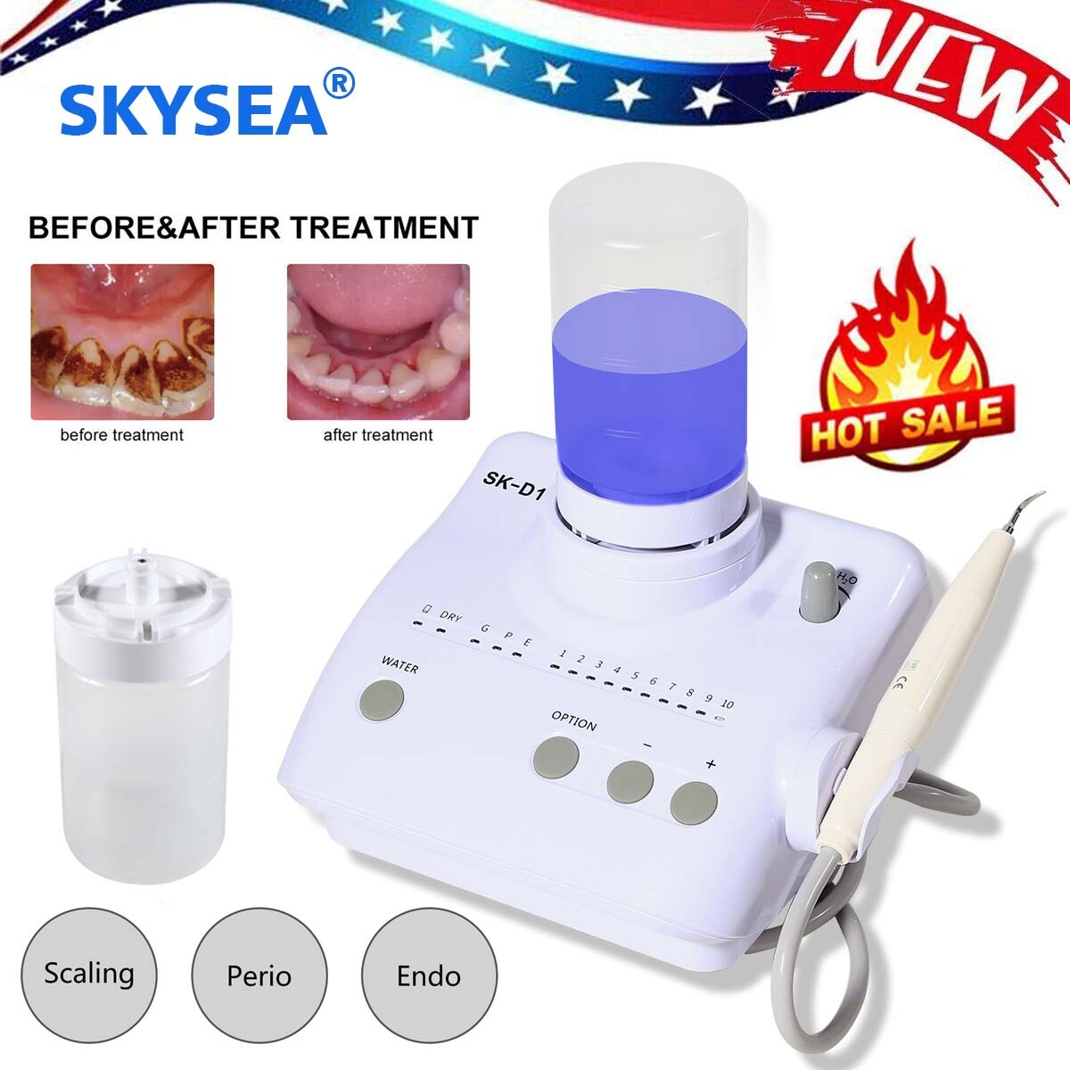 Auto Water Supply Dental Ultrasonic Scaler Scaling Cleaning Teeth Machine f/ DTE