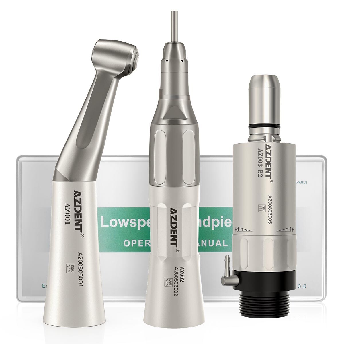 AZDENT Dental Slow Low Speed Handpiece Straight Contra Angle Air Motor 2 Hole