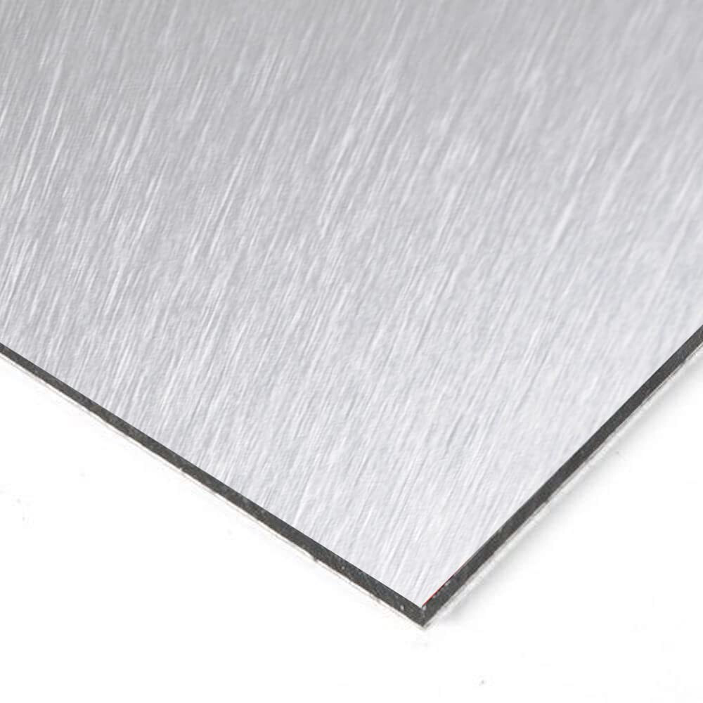 24″ x 24″ Aluminum Composite Panel Brushed Silver 1/8″ Thick *Corners bent
