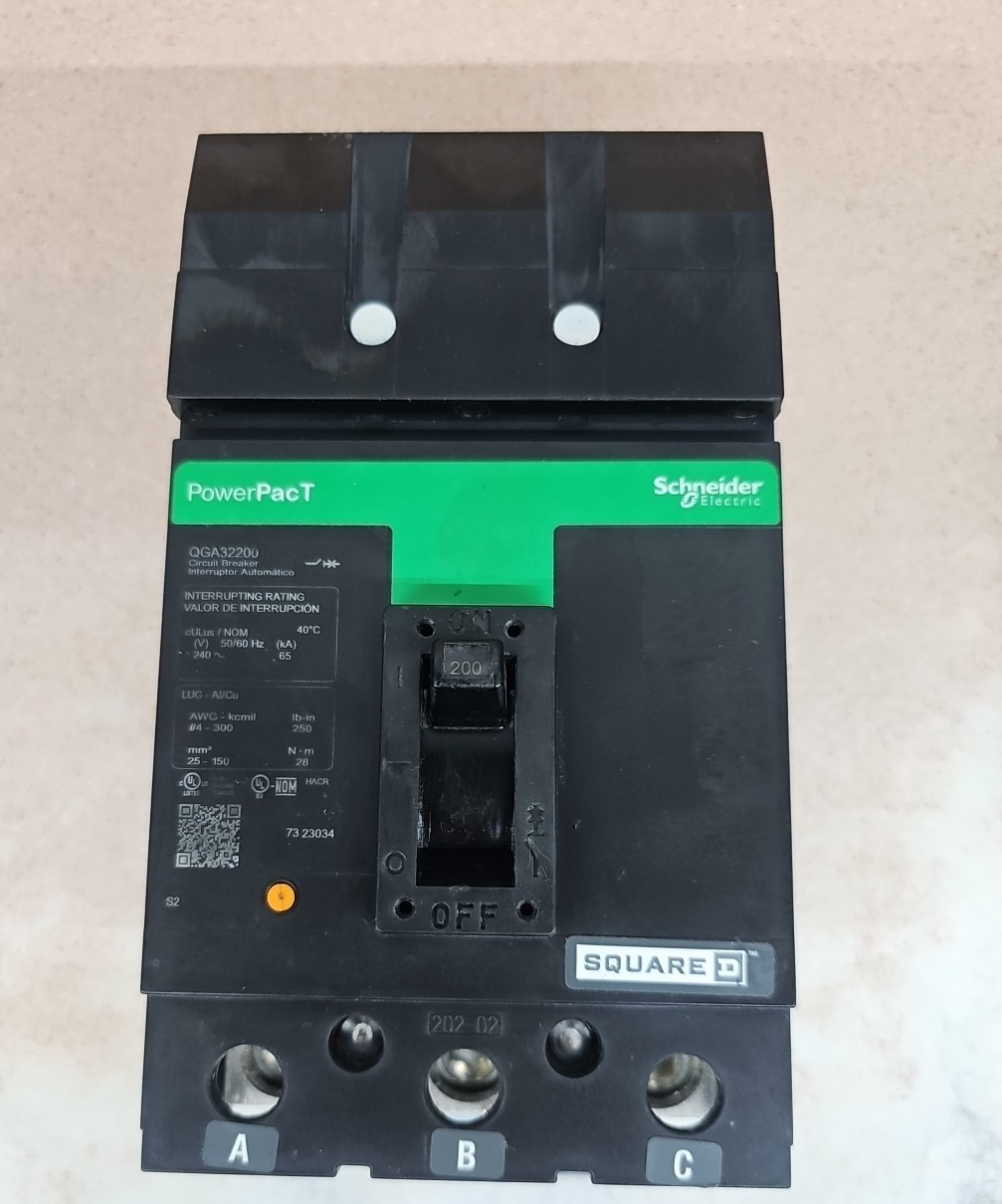Square D QGA32200 PowerPact 200 Amp 240V 3 Pole QG 200 NTO
