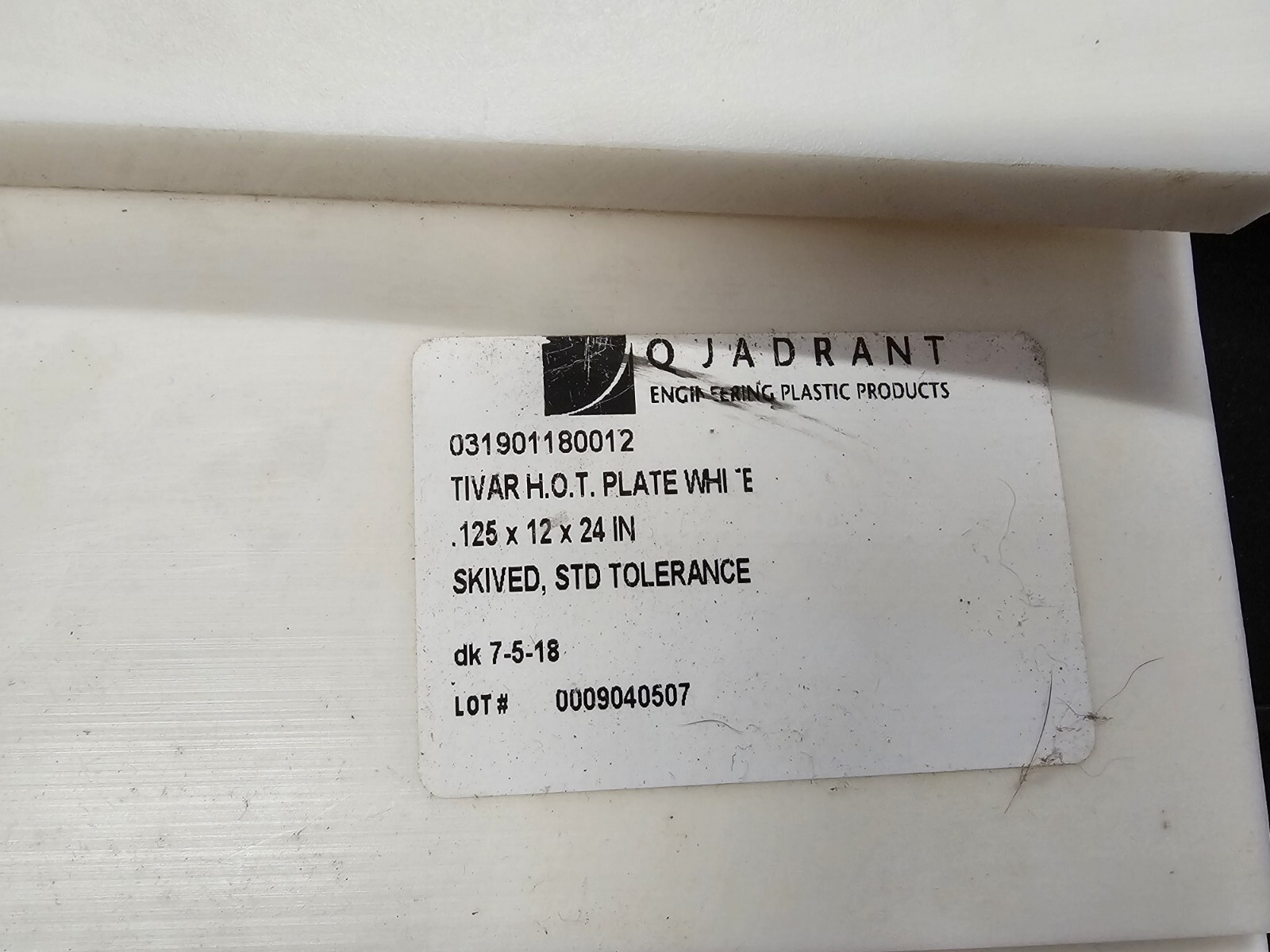 Tivar/UHMW PE White Sheet/Plate, U Channel, Rod, Angle Lot