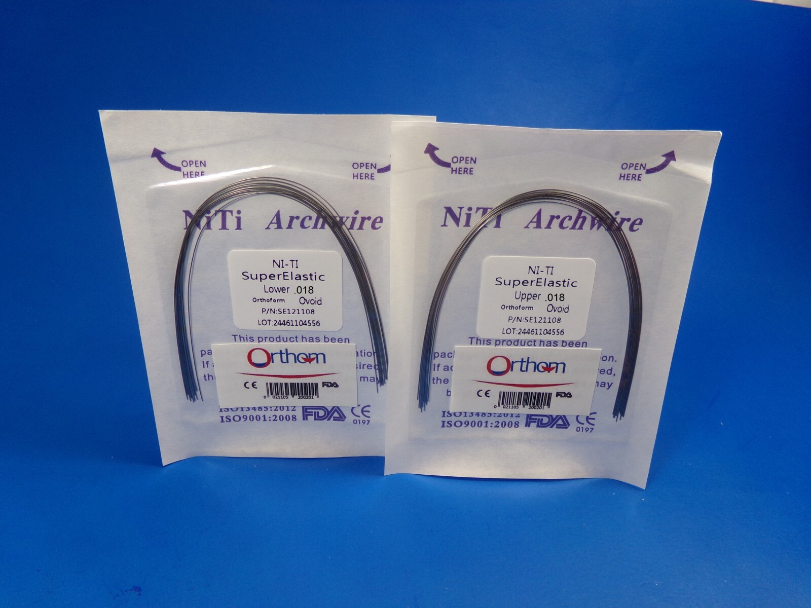 Dental Arch Wire Super Elastic NITI .018 Lower + Upper Set Ovoid /20 Pcs ORTHOM
