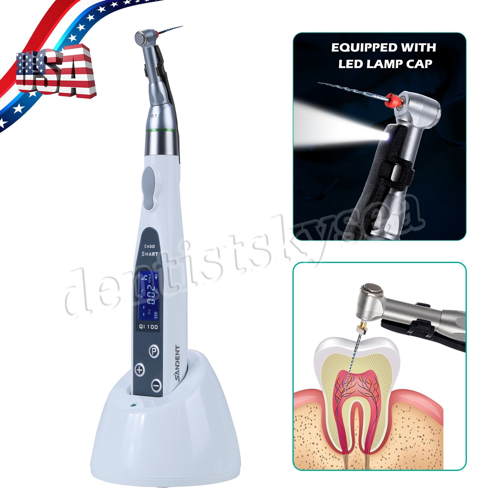 Dental Wireless LED 16:1 Endo Motor Root Canal Treatment / Contra Angle Head