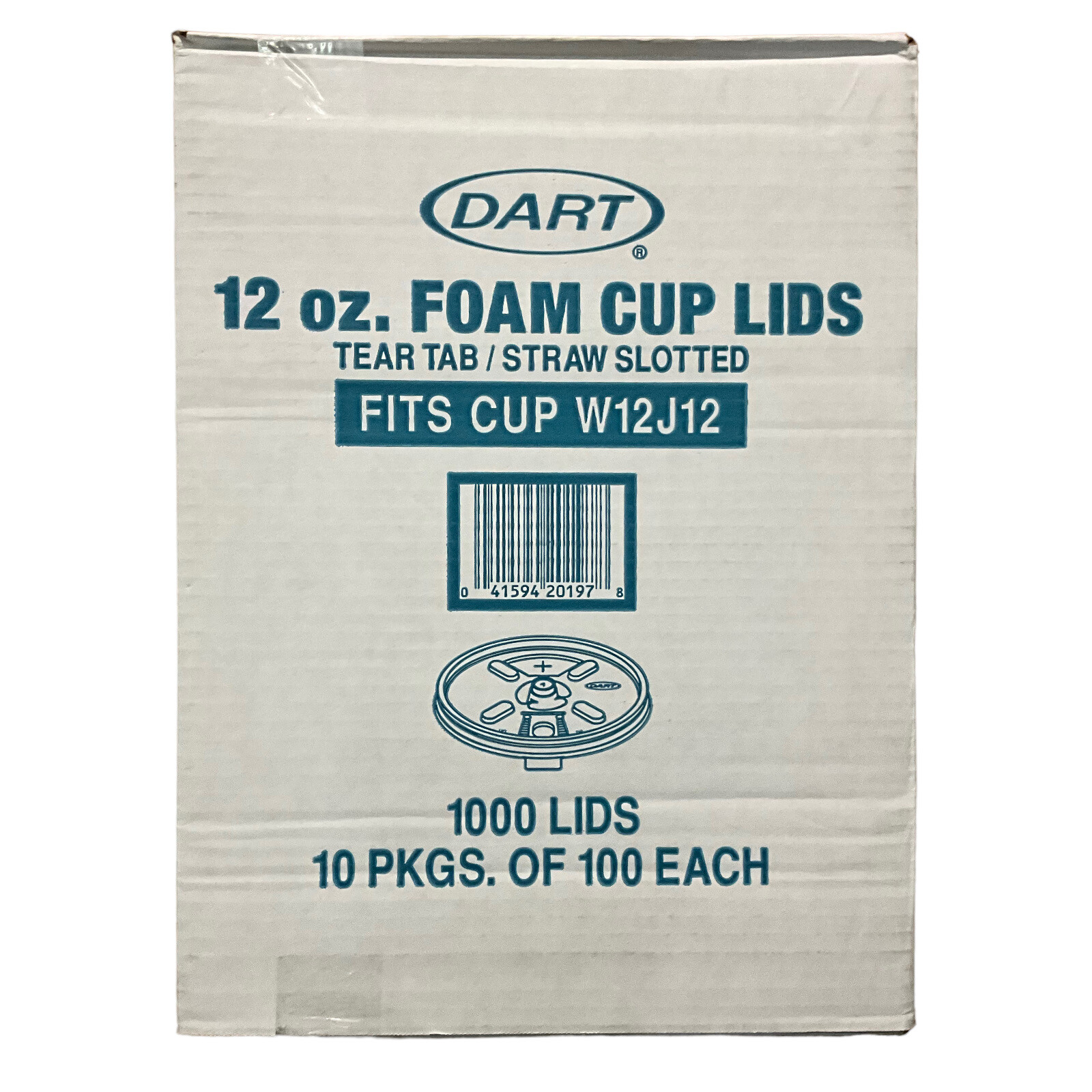 Dart Straw Tear Tab Slotted Lids For 12 oz Foam Cups 1000 Ct