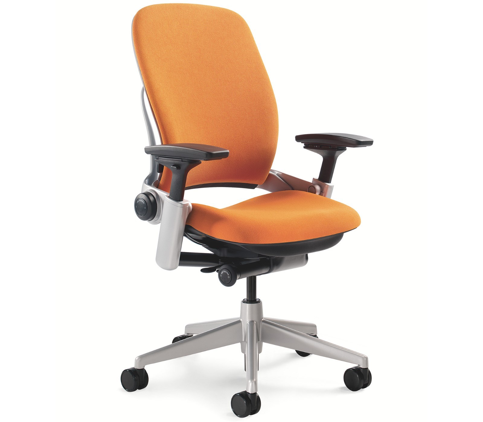 Steelcase Leap Chair Adjustable – Buzz2 Pumpkin Orange Fabric Desk Seat Platinum