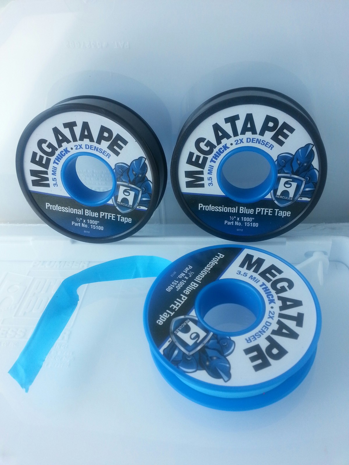 Megatape-Professional Blue PTFE Tape-1/2″ x 1000″ 3.5 MIL Thick-2x Denser 25 pk