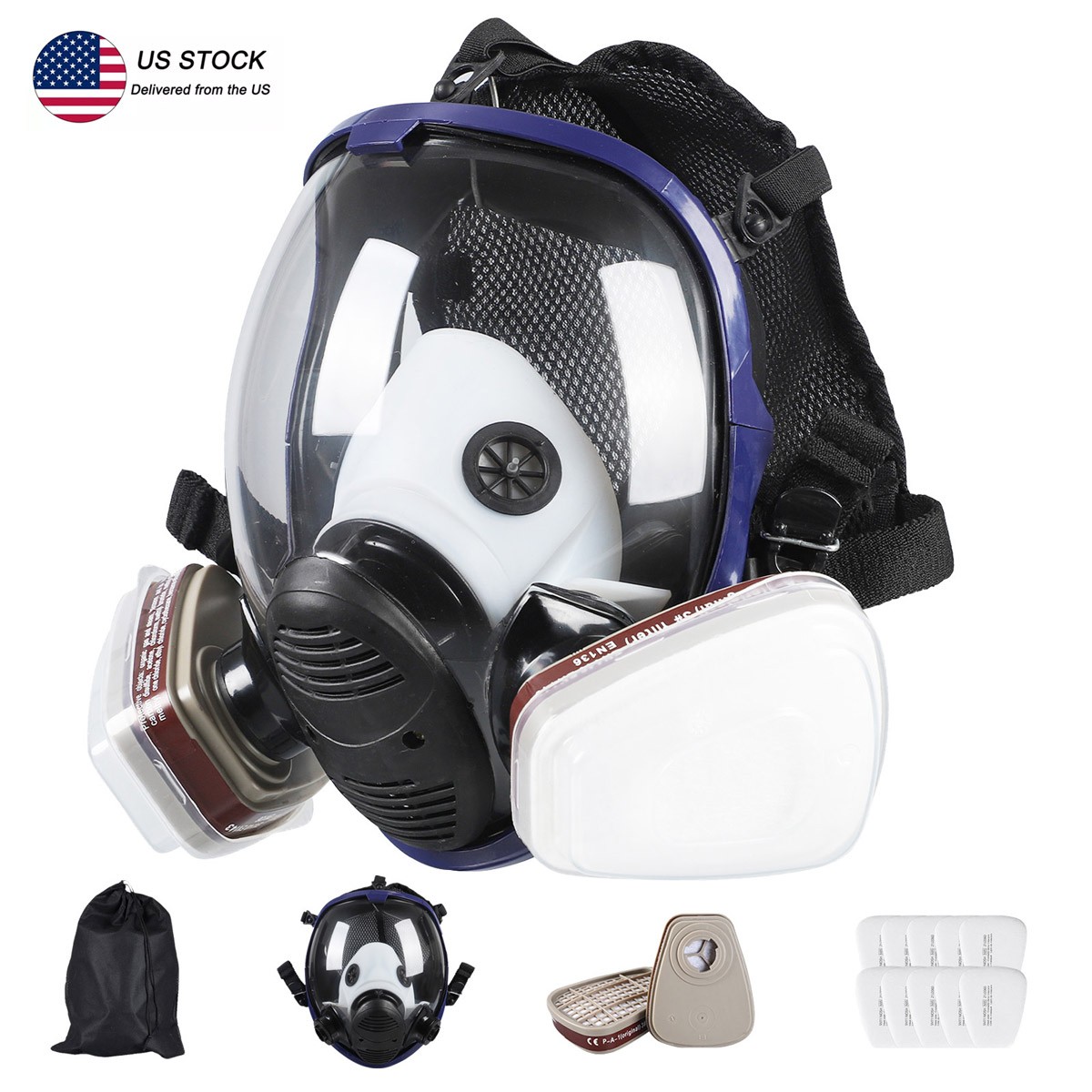 15 in 1 Full Face Gas Mask Respirator Safety Painting Spraying Facepiece 6800