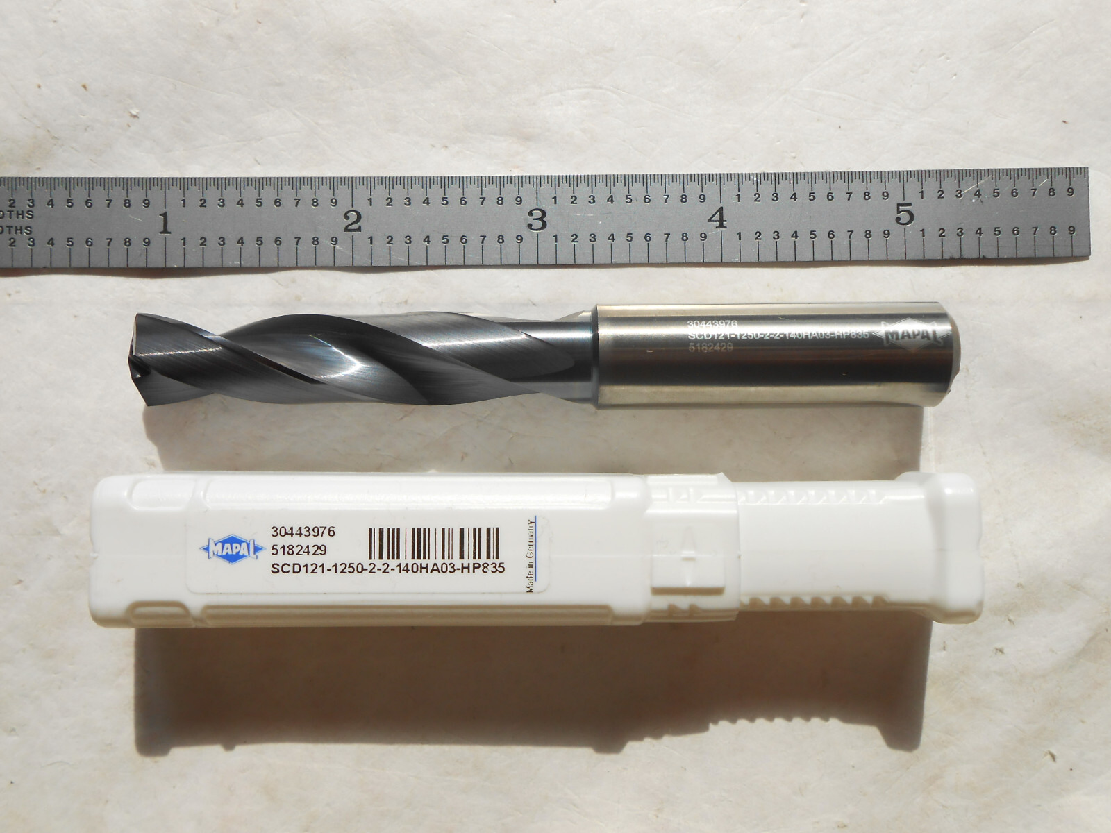NEW MAPAL 3XD SOLID CARBIDE COOL-THRU DRILL 12.50MM CUT DIA. X 57MM FL X 107MM L