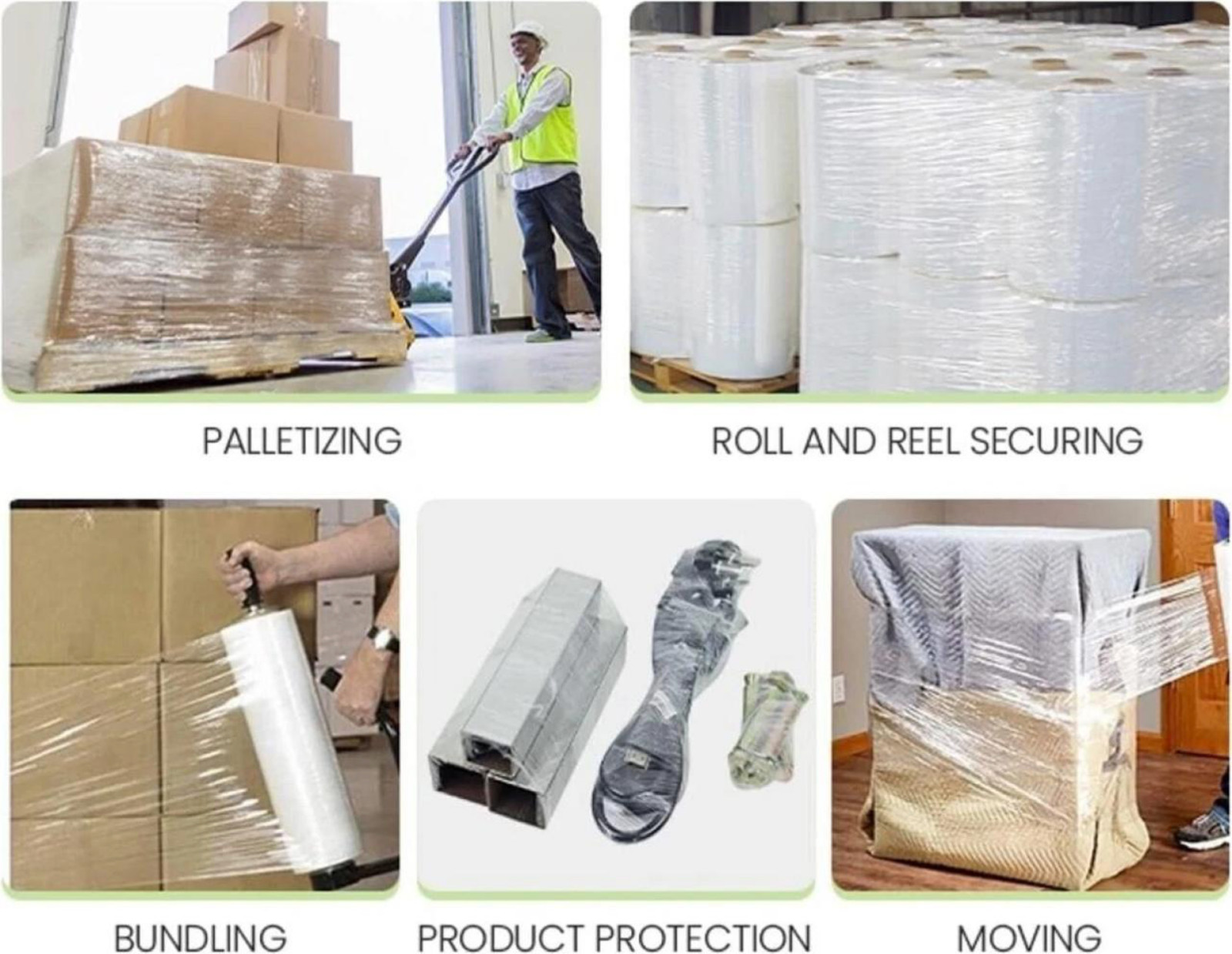 18″ x 1500′ 80 Gauge 4 Rolls Pallet Wrap Stretch Film Hand Shrink Wrap 1500FT