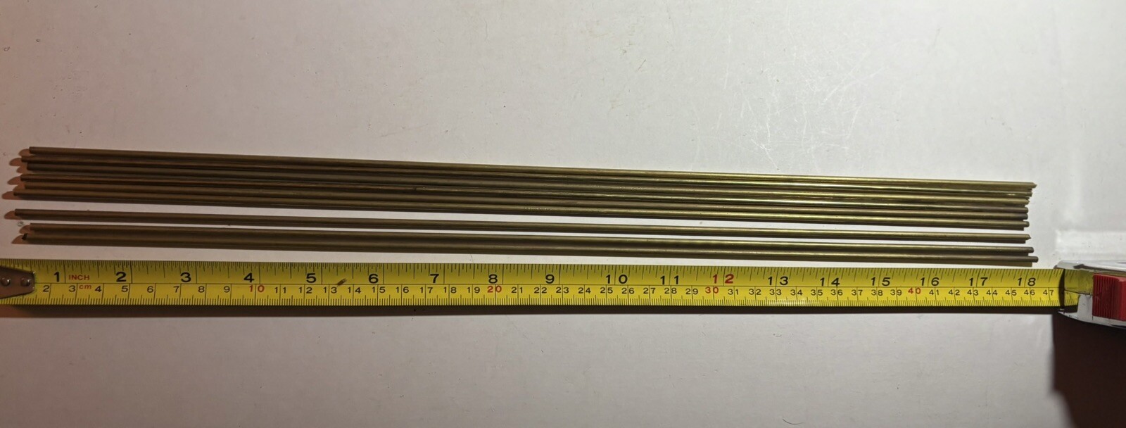 10PCS 1/8” X @ 18” Solid Brass Brazing Rods, May Have Some Minor Tarnish