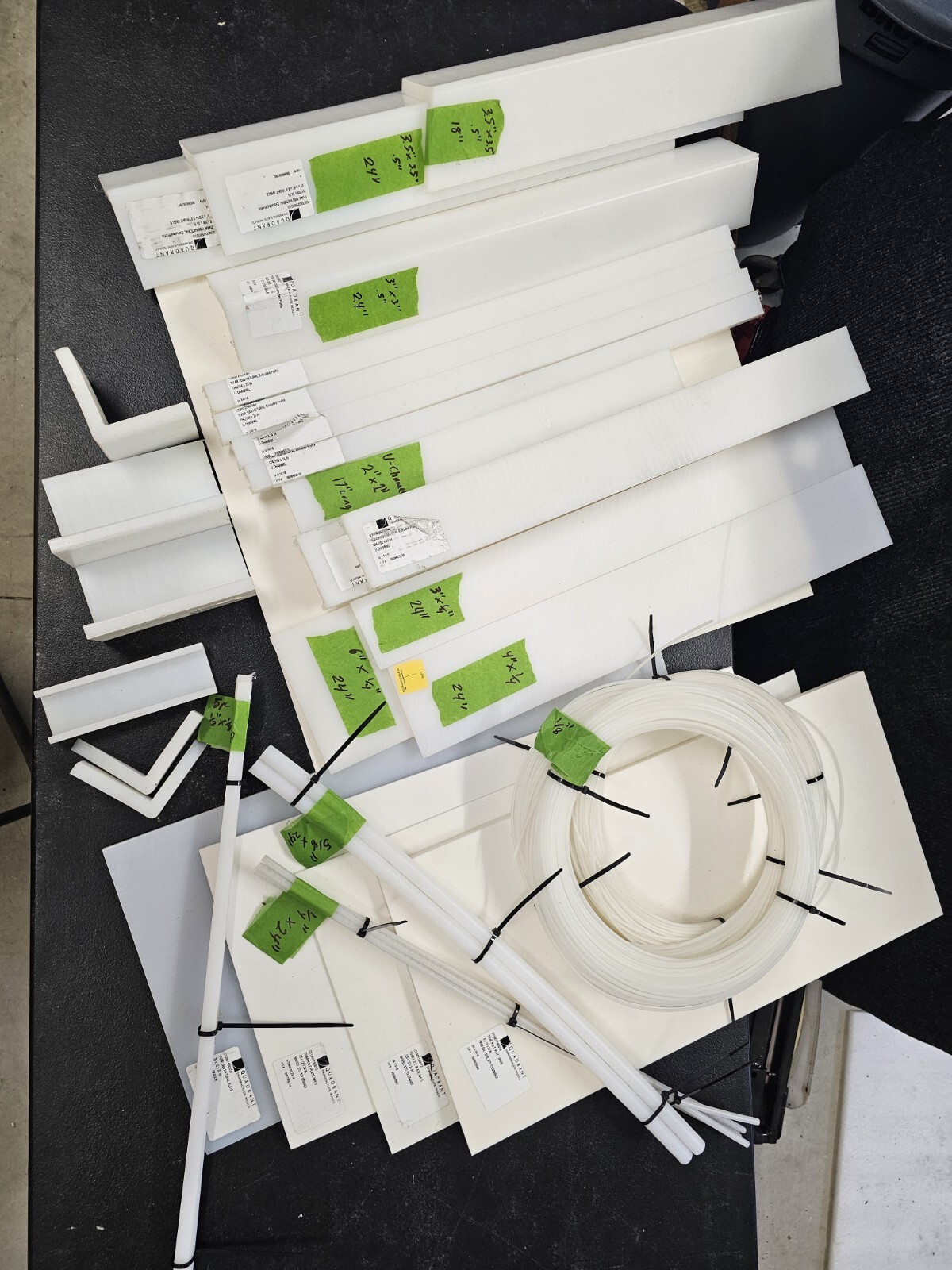 Tivar/UHMW PE White Sheet/Plate, U Channel, Rod, Angle Lot