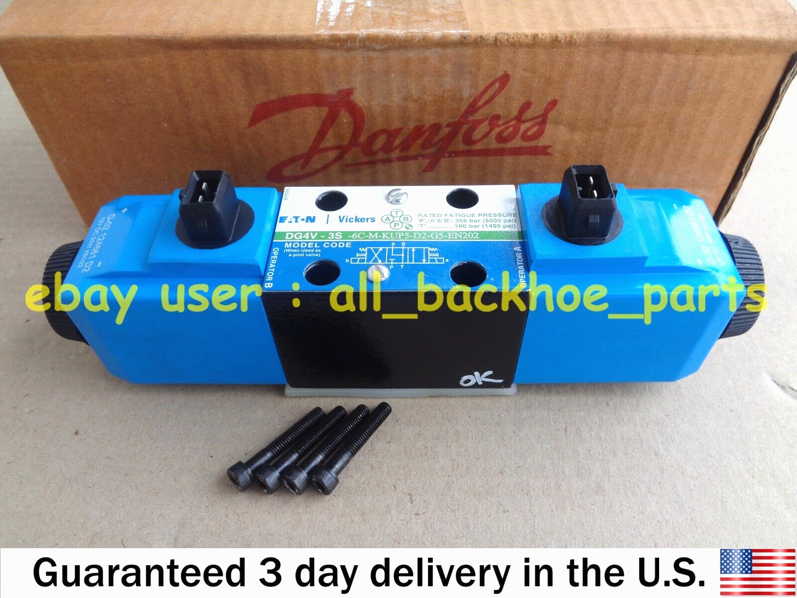 JCB BACKHOE- GENUINE DANFOSS VICKERS SOLENOID VALVE ASSY. (25/104700 25/MM6394)