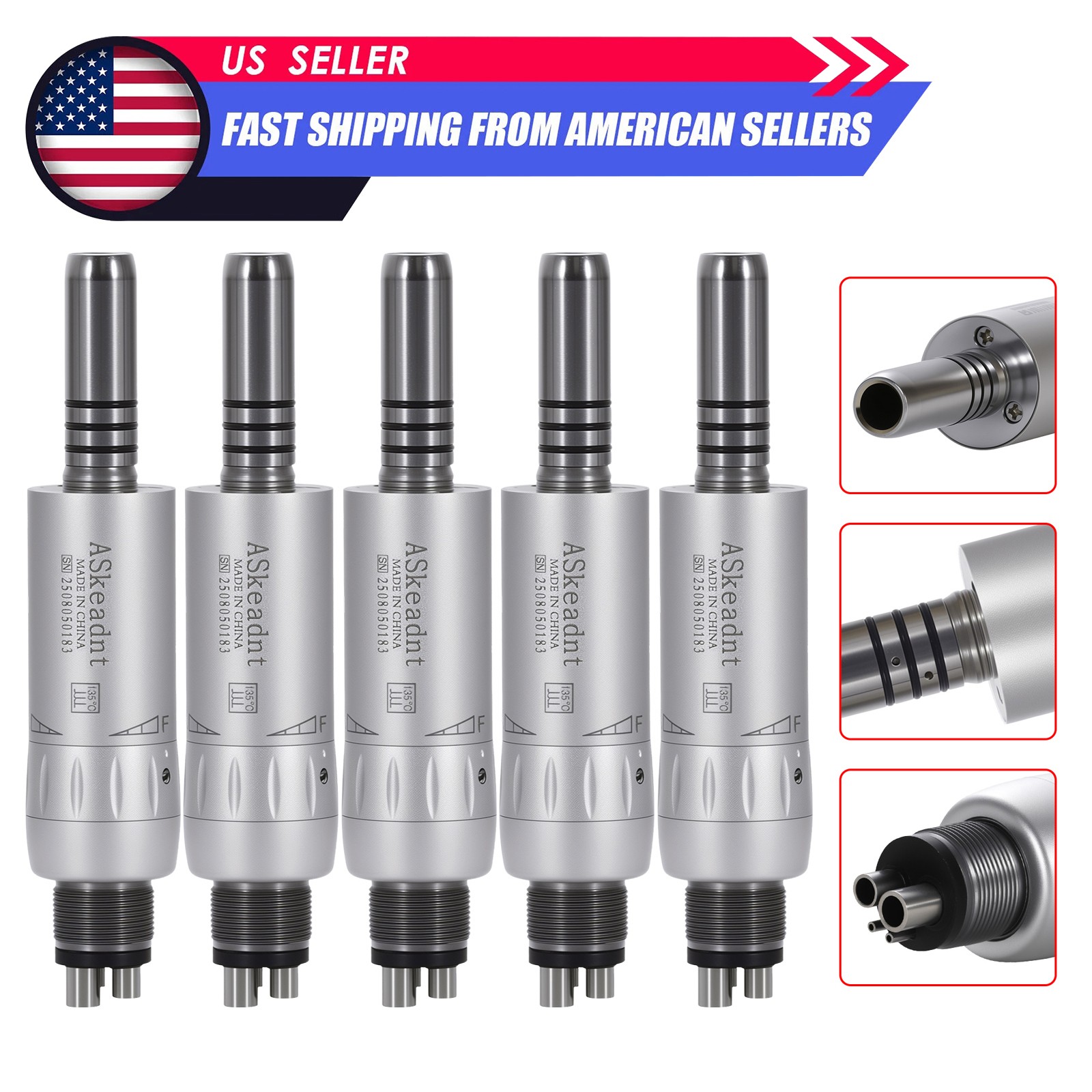 1-10* Dental Inner Channel E-type Air Motor Handpiece 4 Hole Low Speed E-type