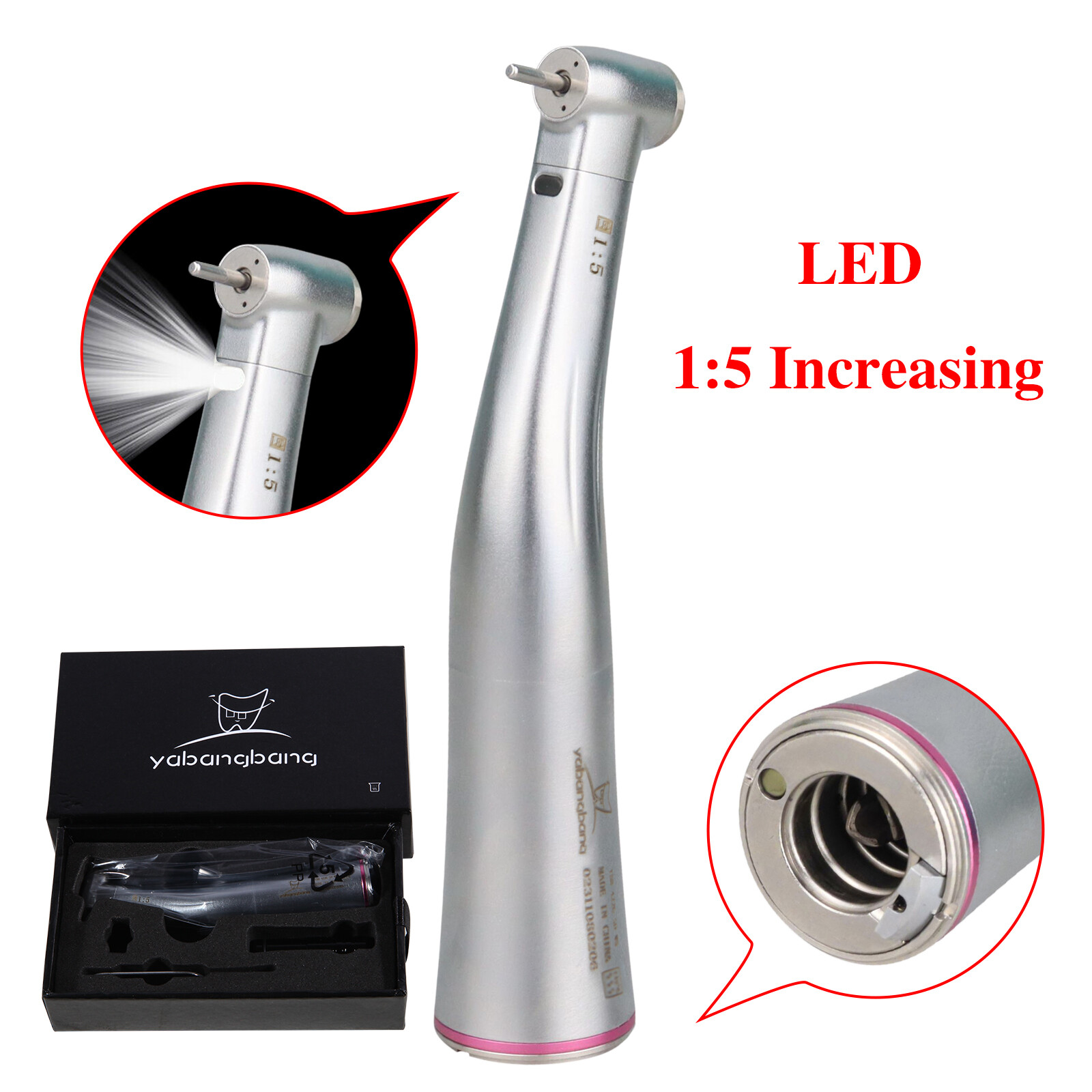 Dental 1:5 Electric (Fiber Optic LED) Contra Angle Handpiece fit NSK FG1.6mm A11