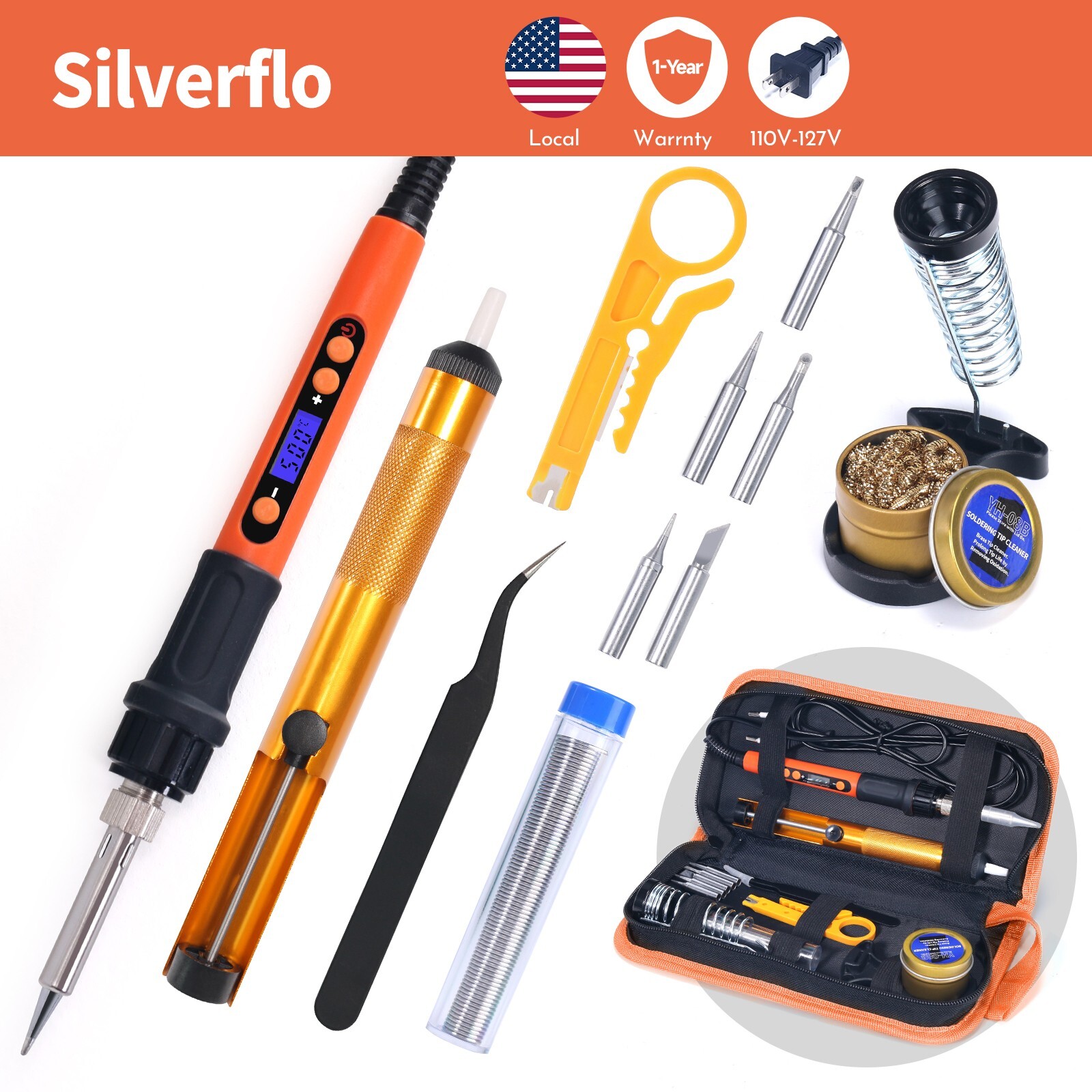 100W Electric Soldering Iron Tool Kit Solder Wire Tips Desoldering Pump Twzeer