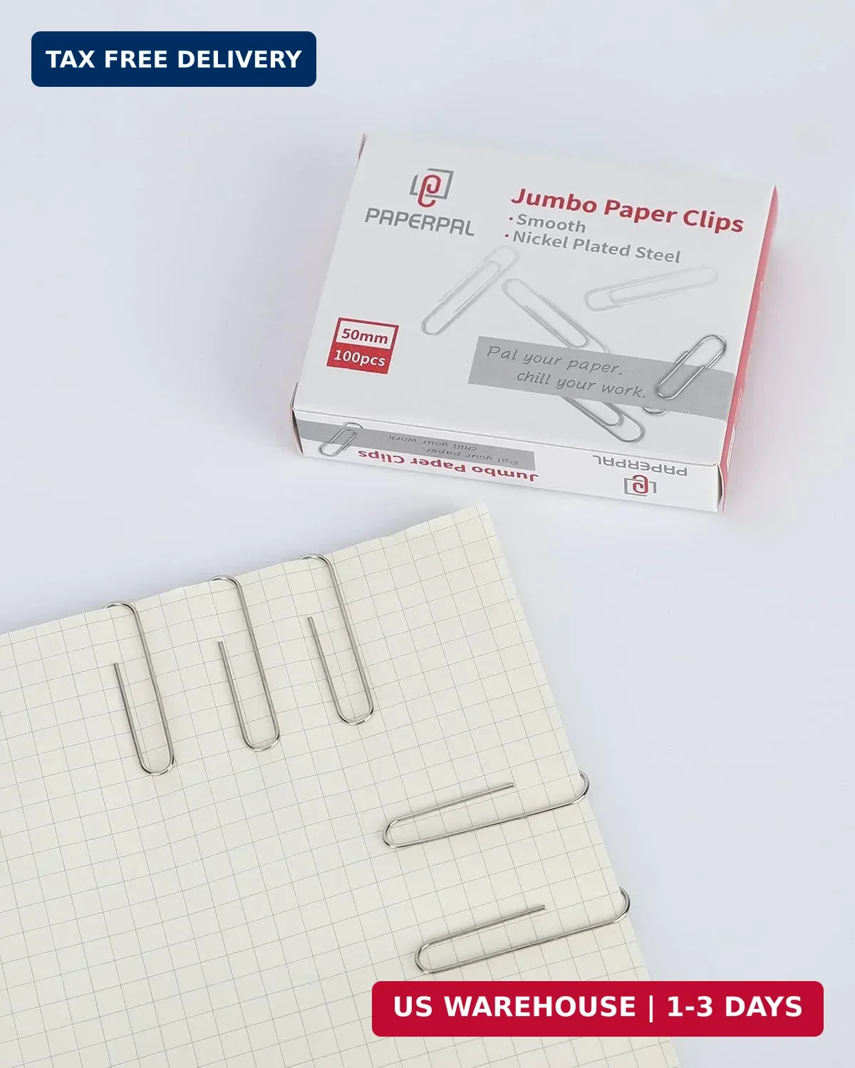 PAPERPAL Paperclips for Office School & Personal Use, Jumbo Smooth Paper Clip (2