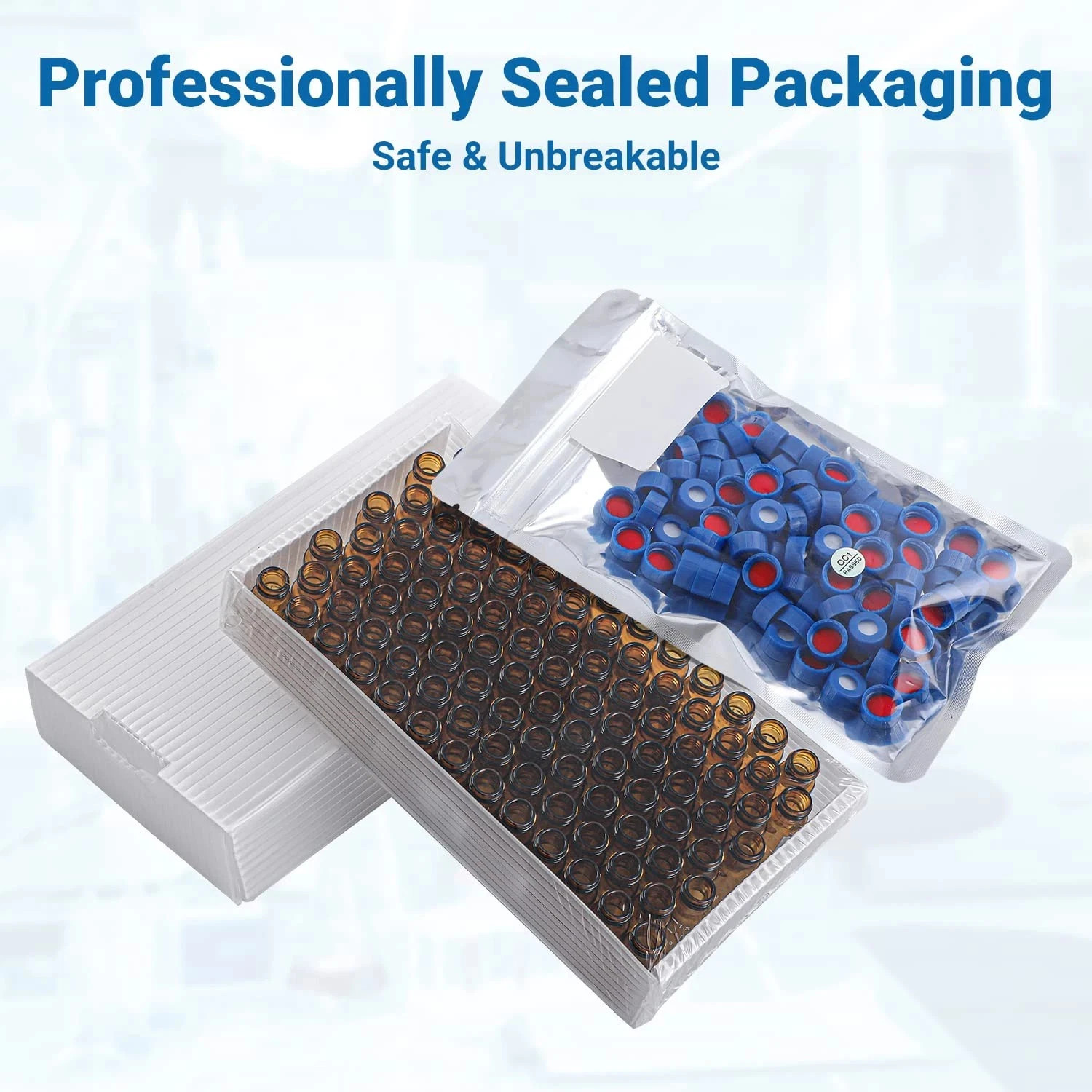 1000/2000/3000/4000Pcs 2mL Autosampler Vials, 9-425 Amber HPLC Vials with Caps