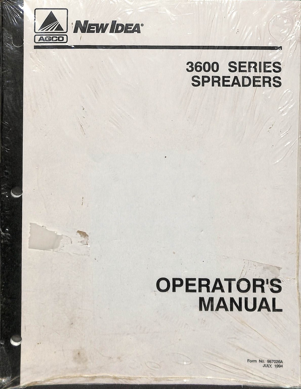 New Idea 3600 Series Spreaders Operator’s Manual Form 987026A 1994