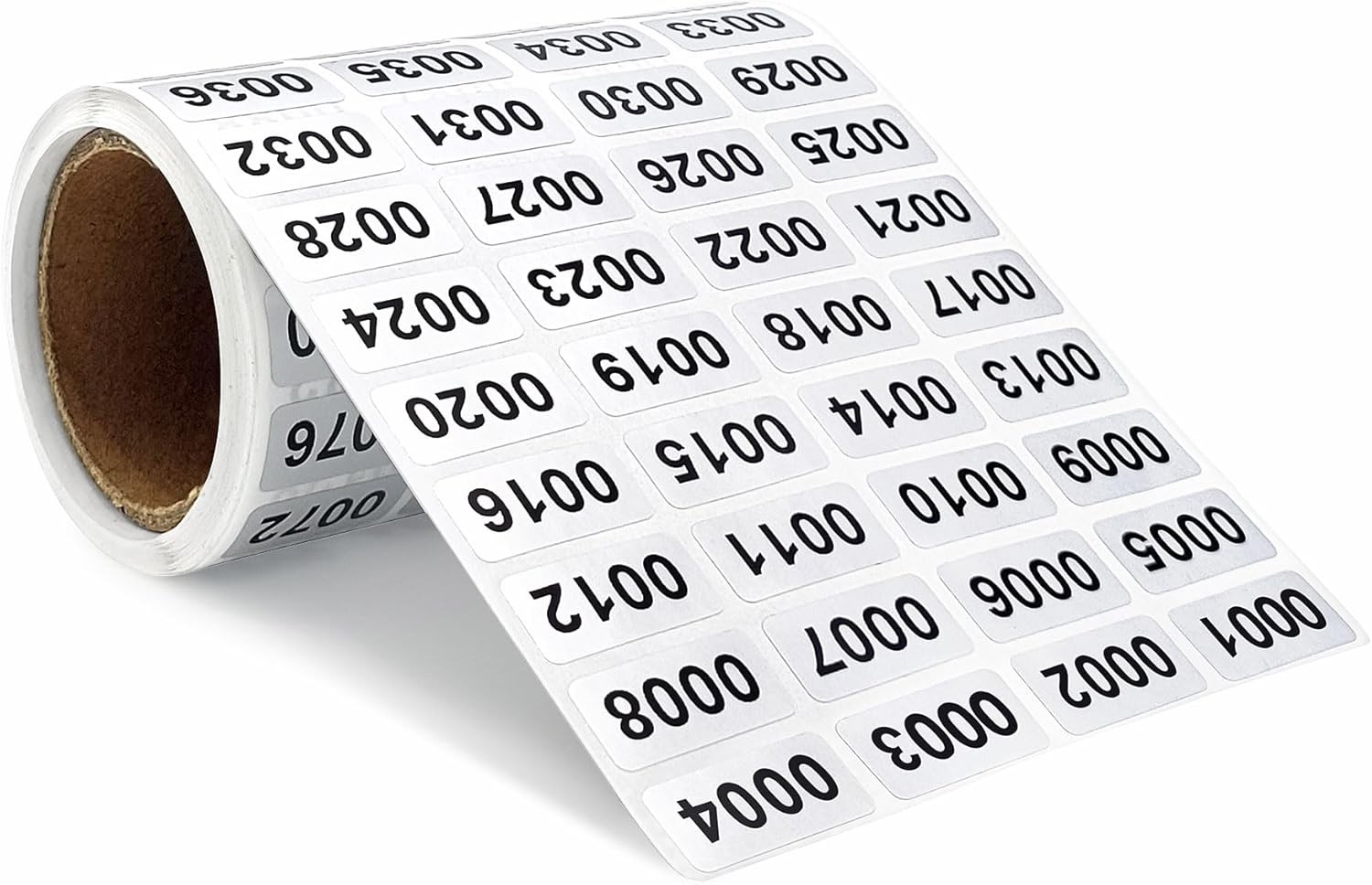 Roll of 0001-2000 Consecutive Inventory Number Stickers for Labeling, 0.39×0.78″