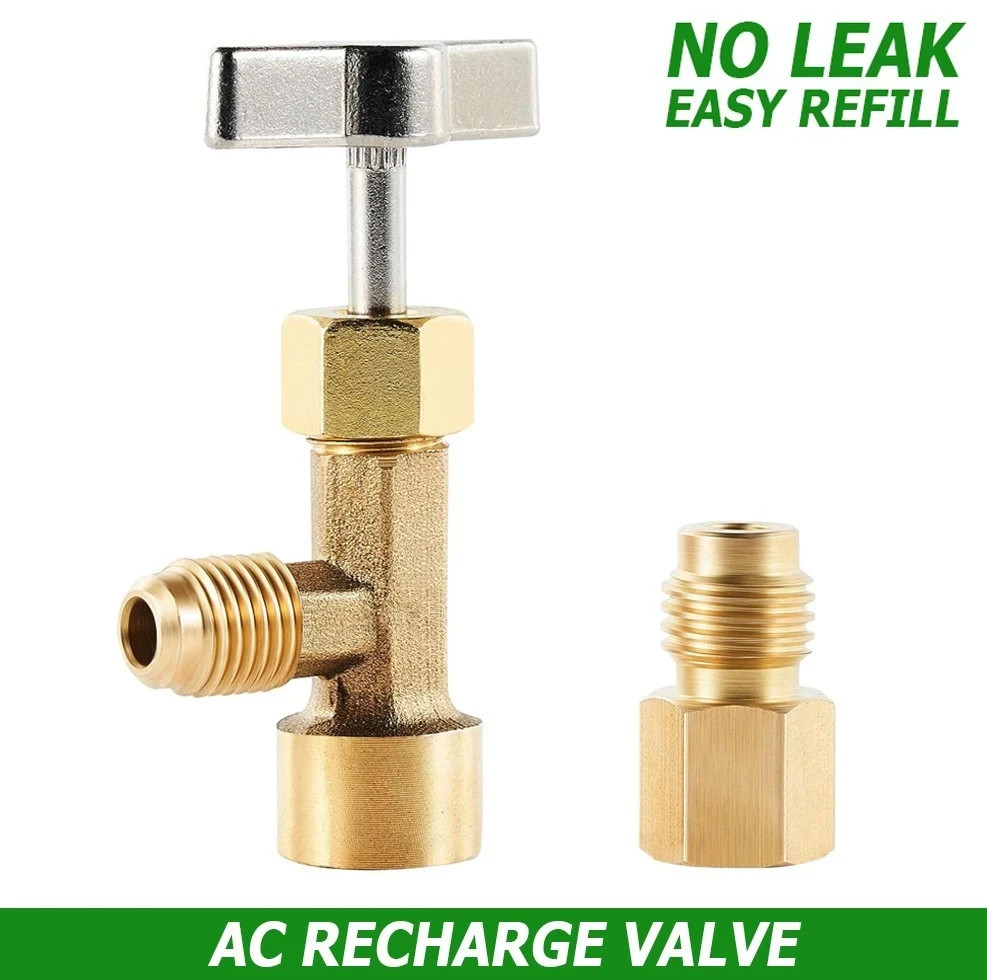 R134a Can Tap Valve AC Recharge Kit Brass Puncture 1/4 SAE Car AC Hose Adapter