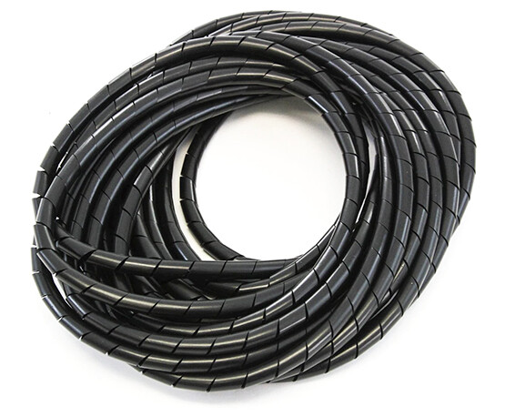 SPIRAL LOOM WIRE WRAP BLACK POLYETHYLENE (1/4, 3/8, 1/2, 5/8, 3/4, 1″ DIA)