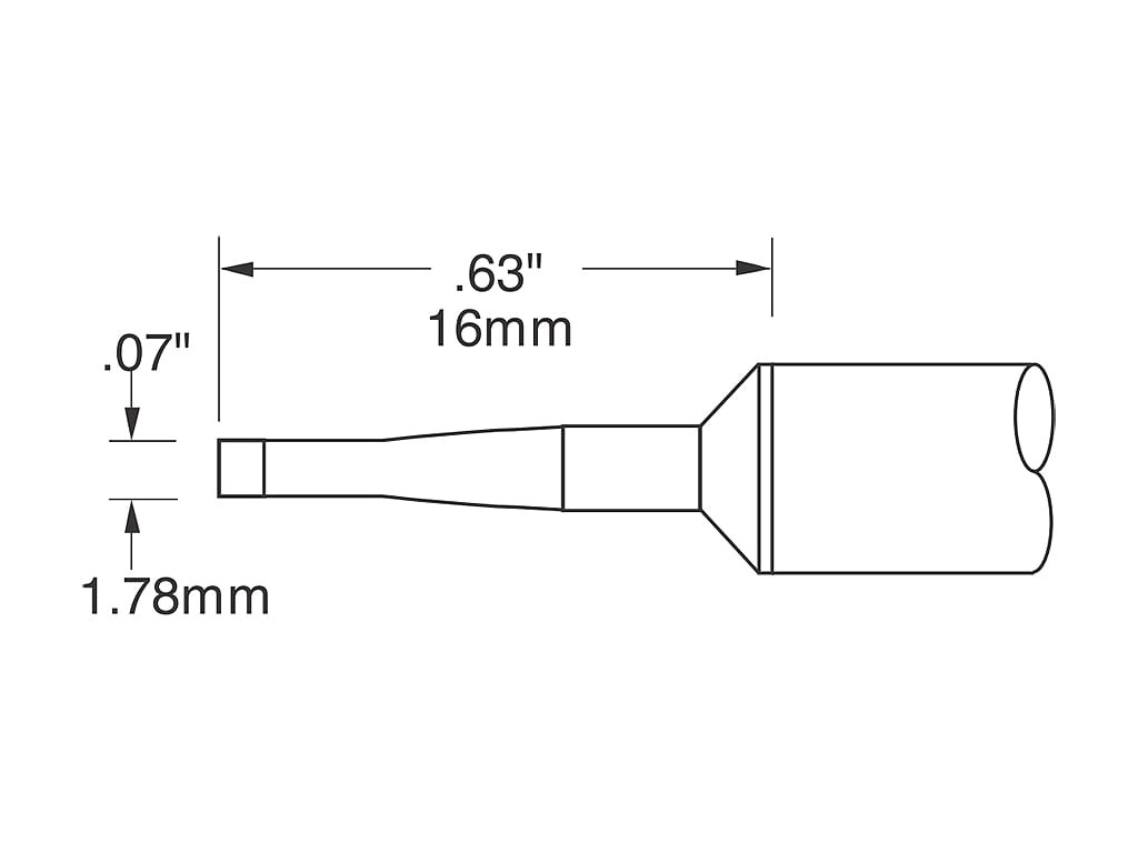 Metcal SSC-642A Cartridge, Chisel, Long, 1.78mm (0.07 In), 60 Deg