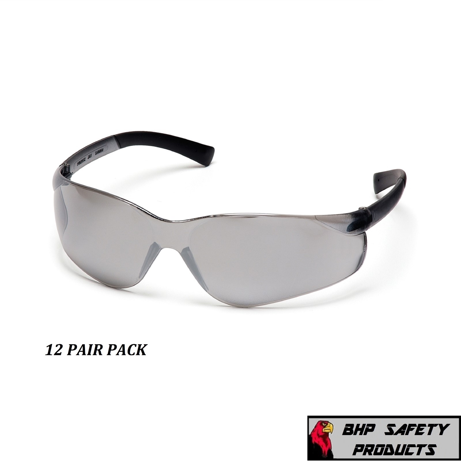 (12 PAIR) PYRAMEX ZTEK SAFETY GLASSES SILVER MIRROR LENS SUNGLASSES S2570S Z87+