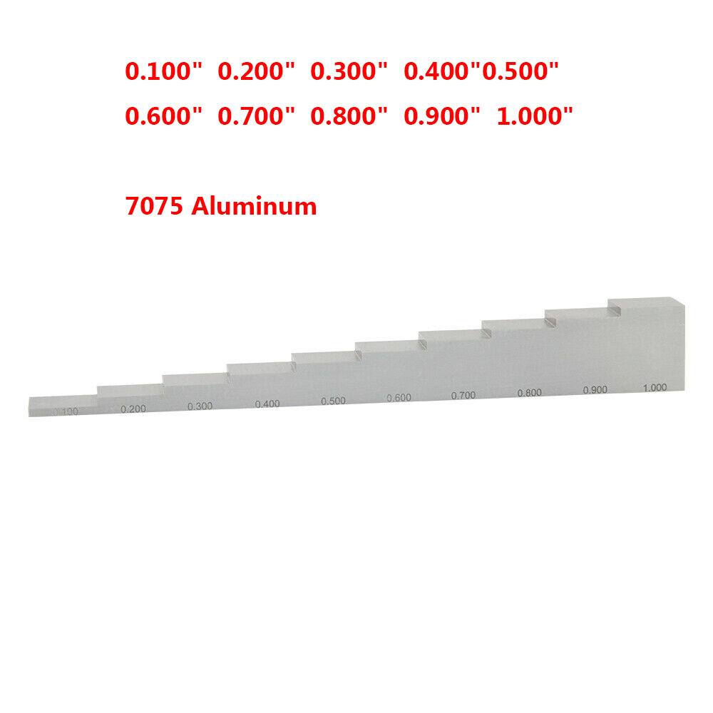 10 Step Calibration Blocks 7075 Aluminum 0.1-1.0″ for Ultrasonic Thickness Gauge