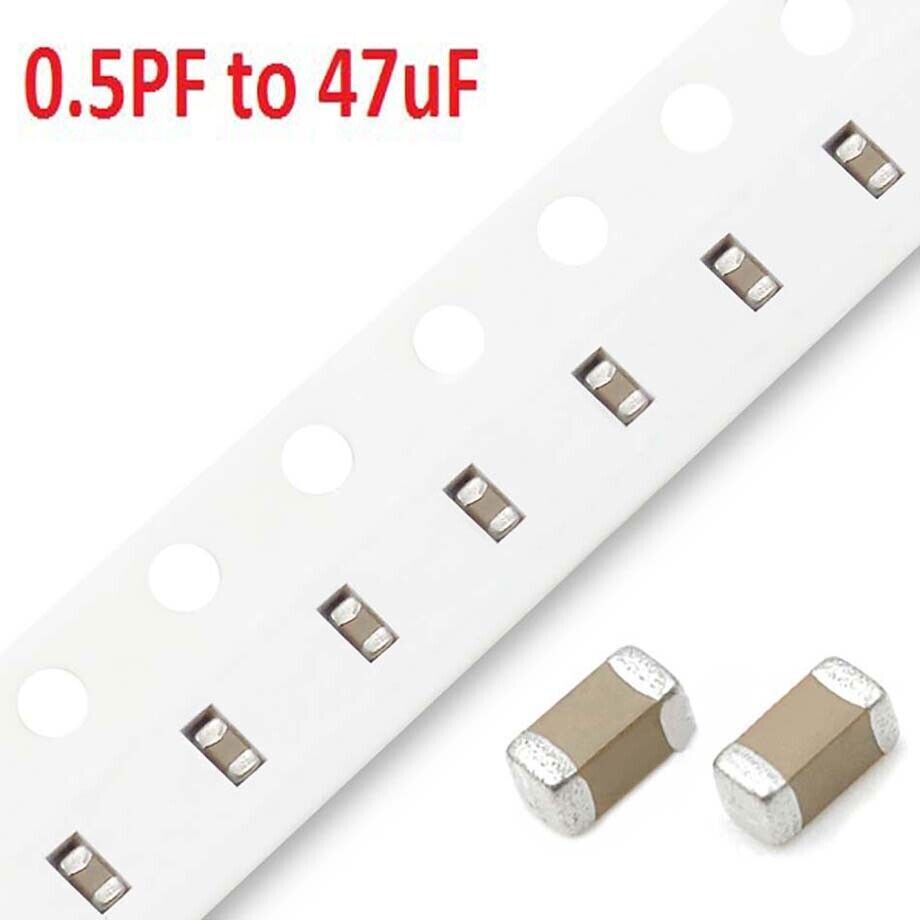 100PCS 4V 6.3V 10V 16V 25V 35V 50V 100V 0603 SMD Capacitors Range 0.5PF to 47uF