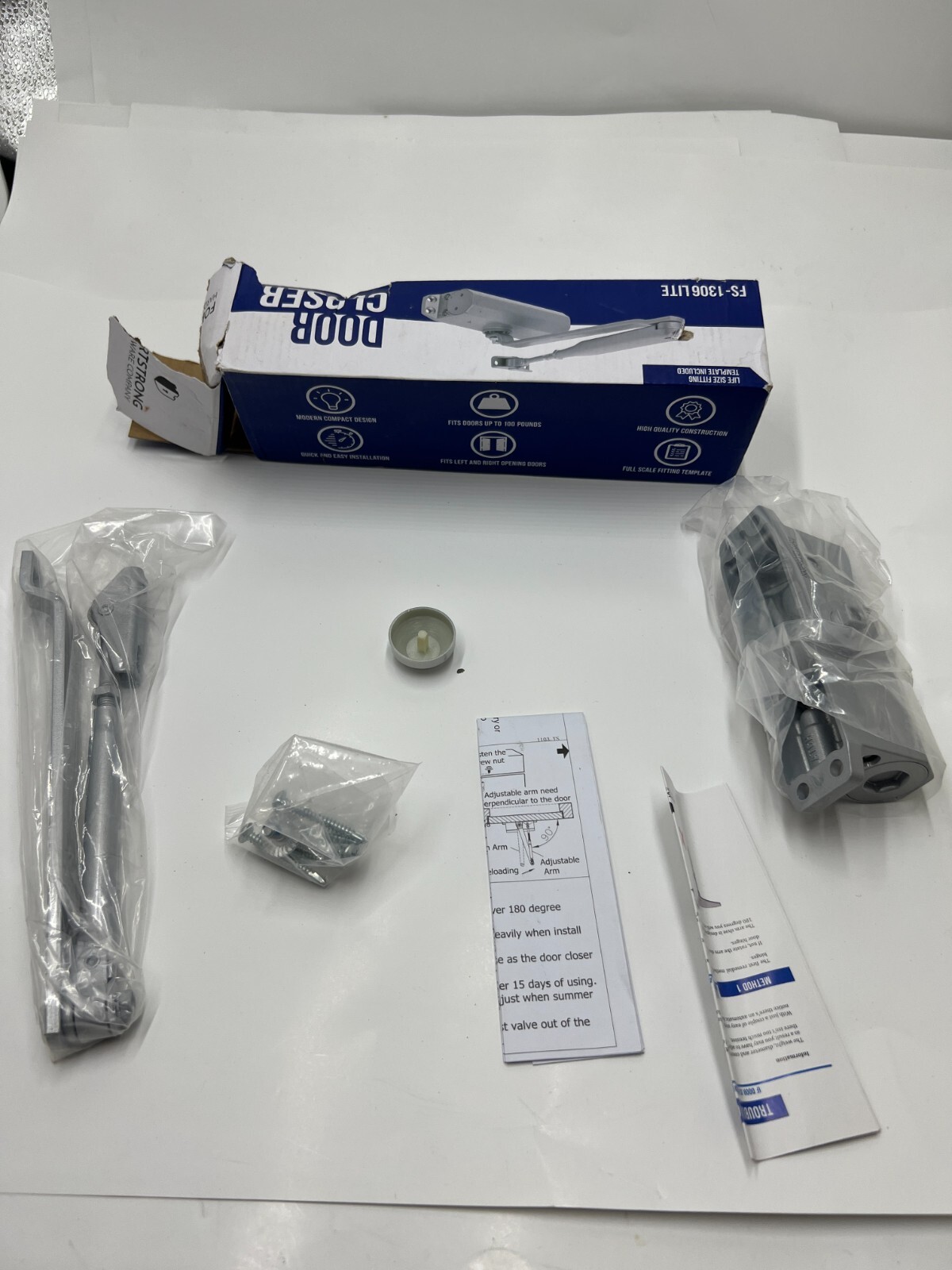 Interior Exterior Door Closer Automatic Adjustable Close FS-1306 LITE