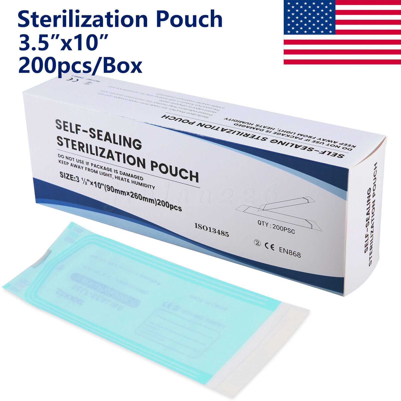 3.5″*10″ Dental Self Sealing Sterilization Pouches Sterilizer Bag w/Indicator